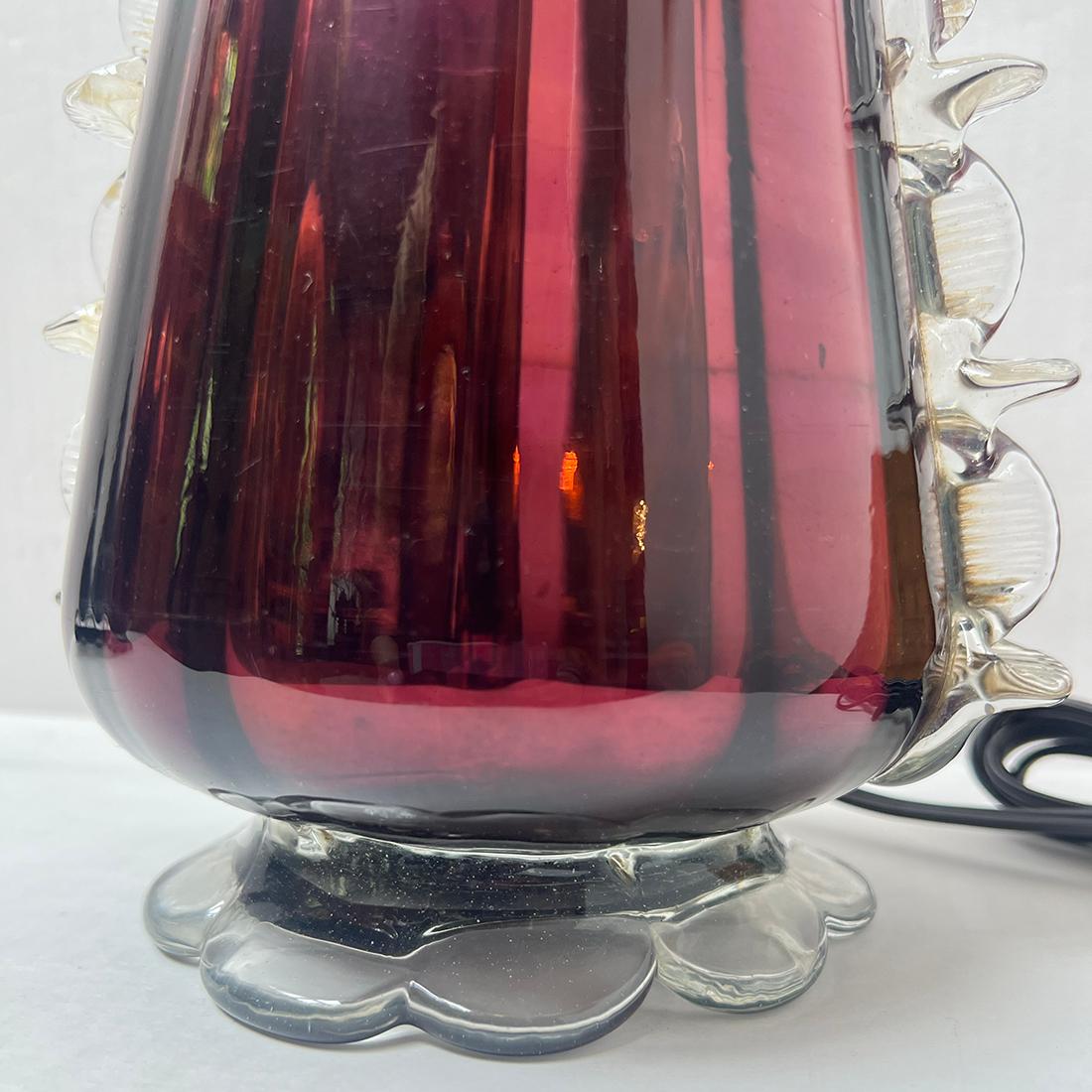 Early 20th Century Pair of Venetian Amethyst Mercury Glass Lamps For Sale