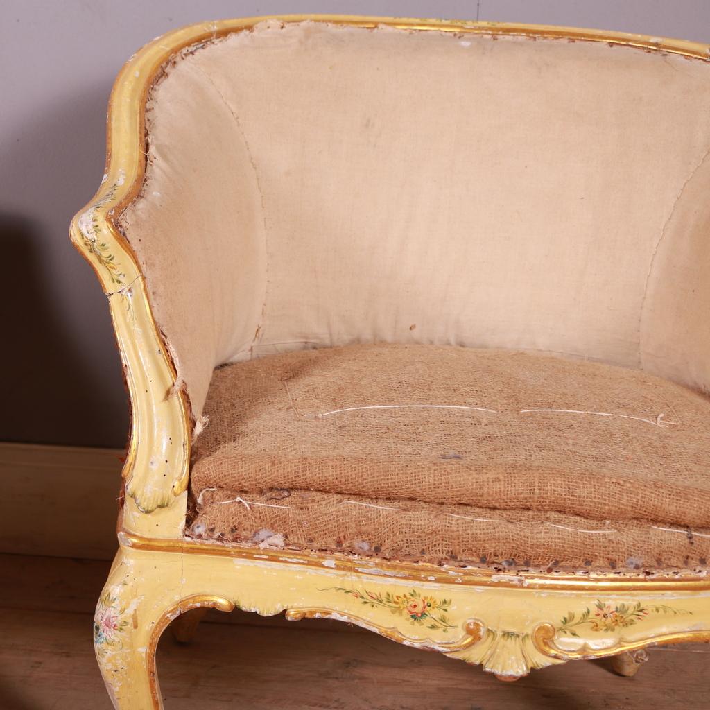 19th Century Pair of Venetian Armchairs and Stool For Sale