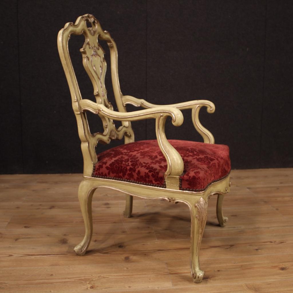 Pair of Venetian Armchairs in Lacquered Wood, 20th Century For Sale 5