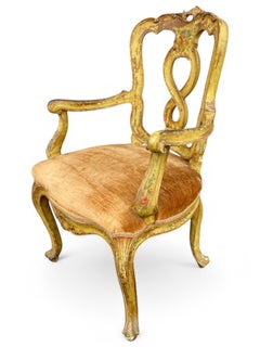 Paire de fauteuils vénitiens en laque jaune