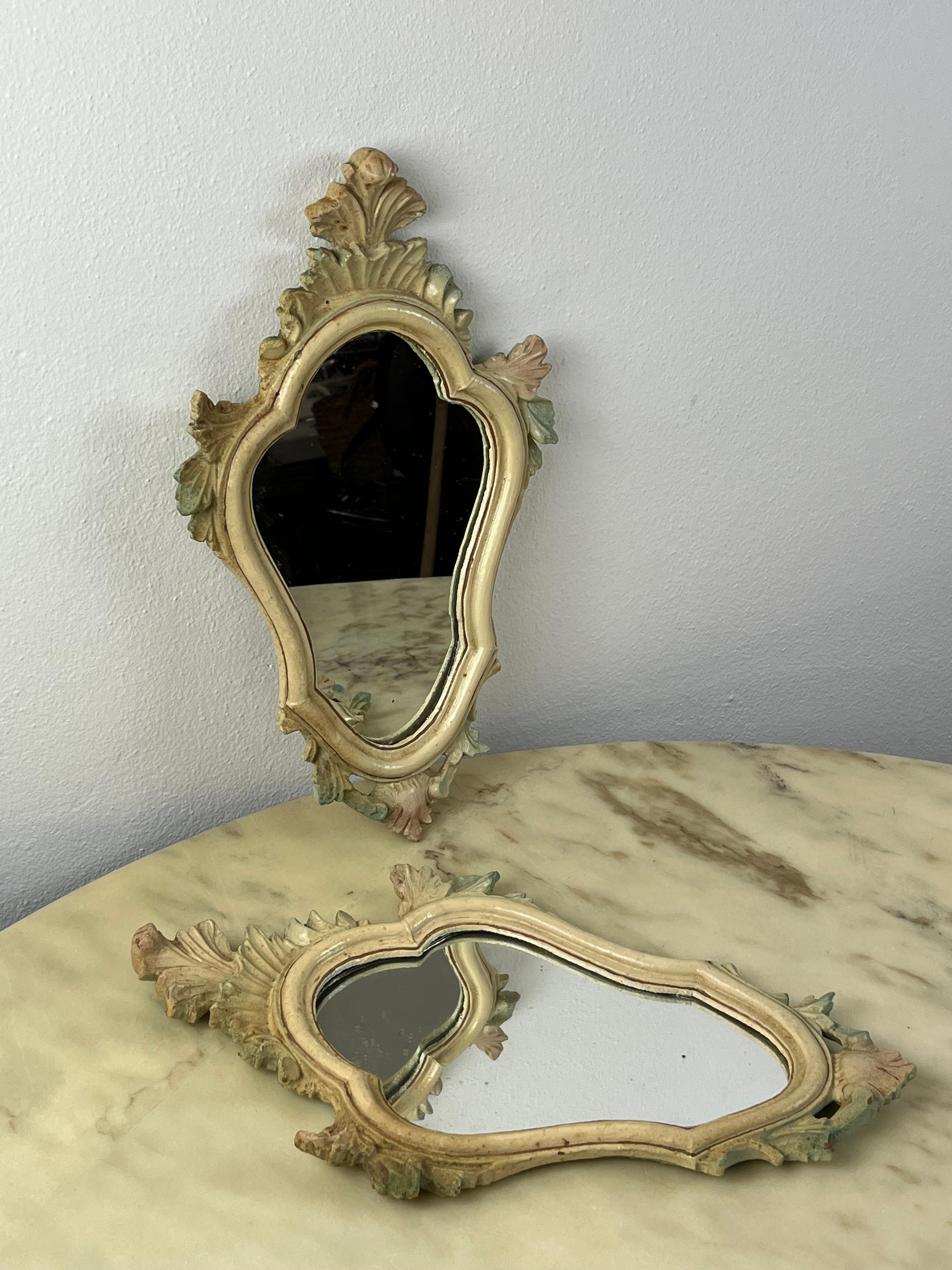 Italian Pair of Venetian Bedside Mirrors, Italy, 1960s For Sale