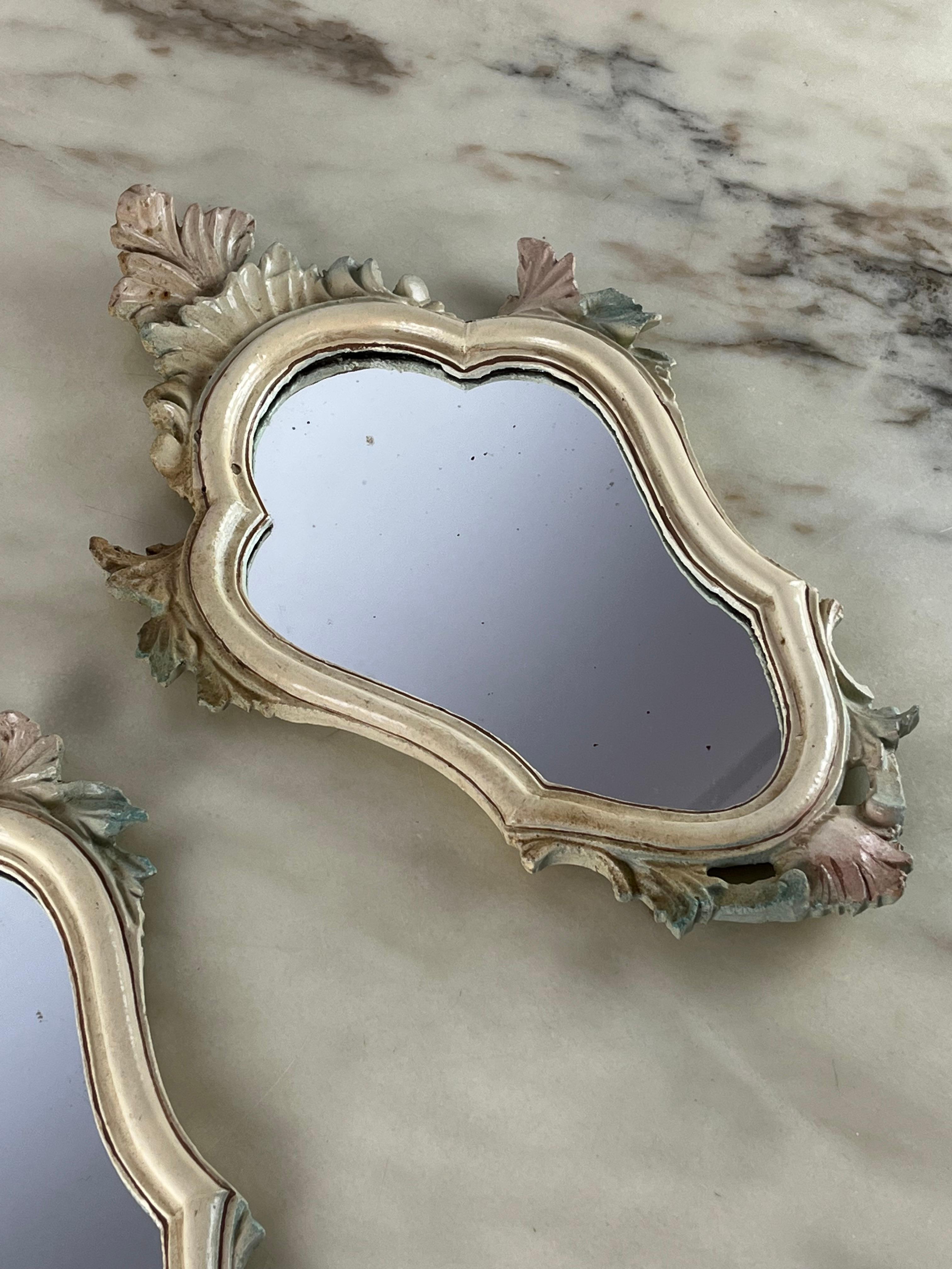 Mid-20th Century Pair of Venetian Bedside Mirrors, Italy, 1960s For Sale