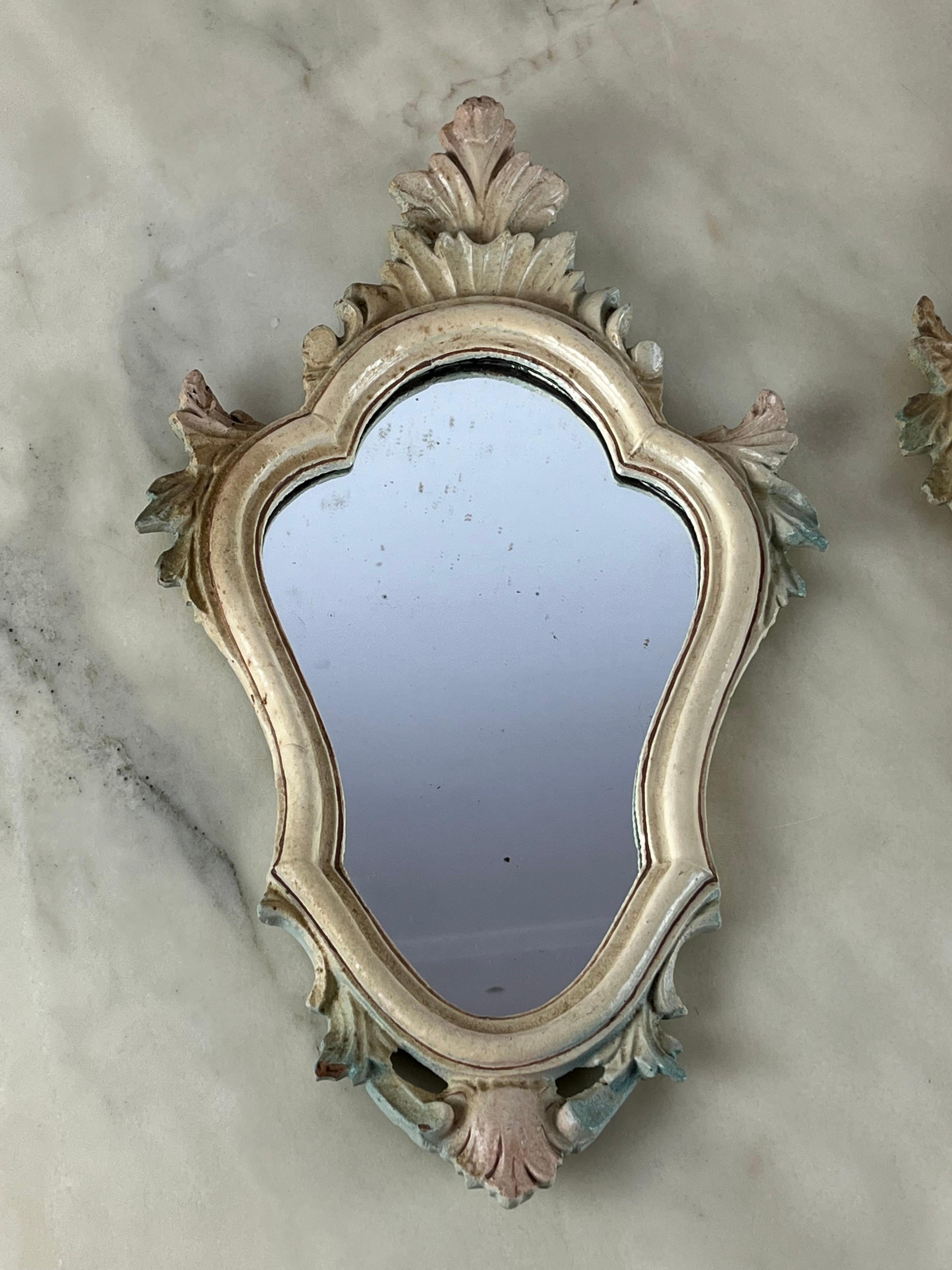 Pair of Venetian Bedside Mirrors, Italy, 1960s For Sale 2