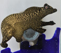 Coppia di maniglie per porte con orso polare in vetro soffiato veneziano di Alfredo Barbini, anni '40