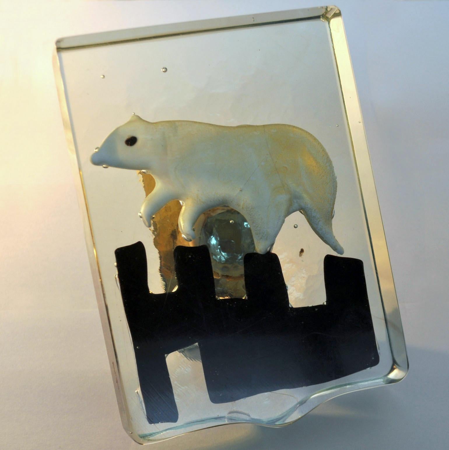 Architectural Door Handles Alfredo Barbini 1940 Venetian Blown Glass Polar Bear In Excellent Condition For Sale In London, GB