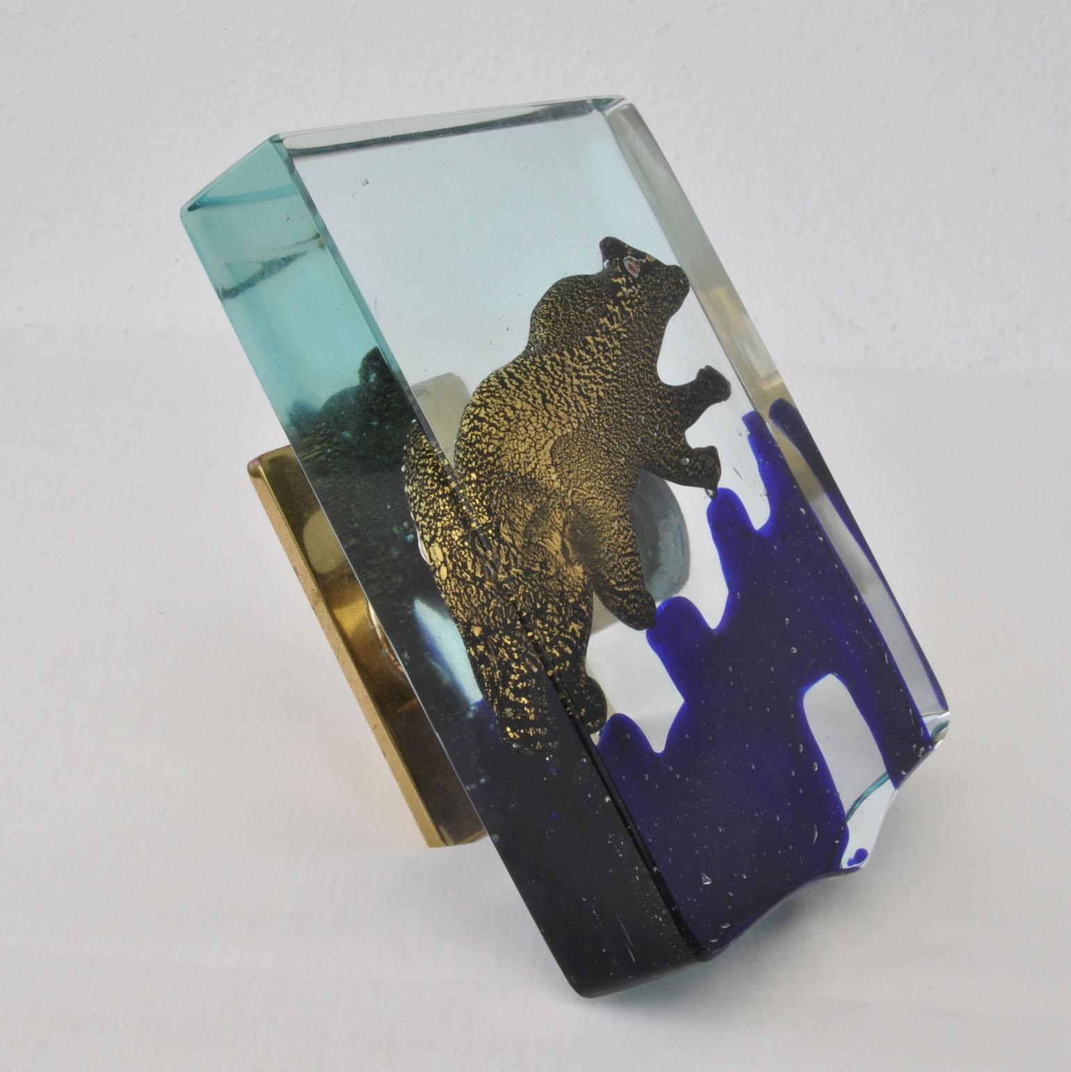 Poignées de porte vénitiennes architecturales en verre soufflé ours polaire, Alfredo Barbini 1940 en vente 1