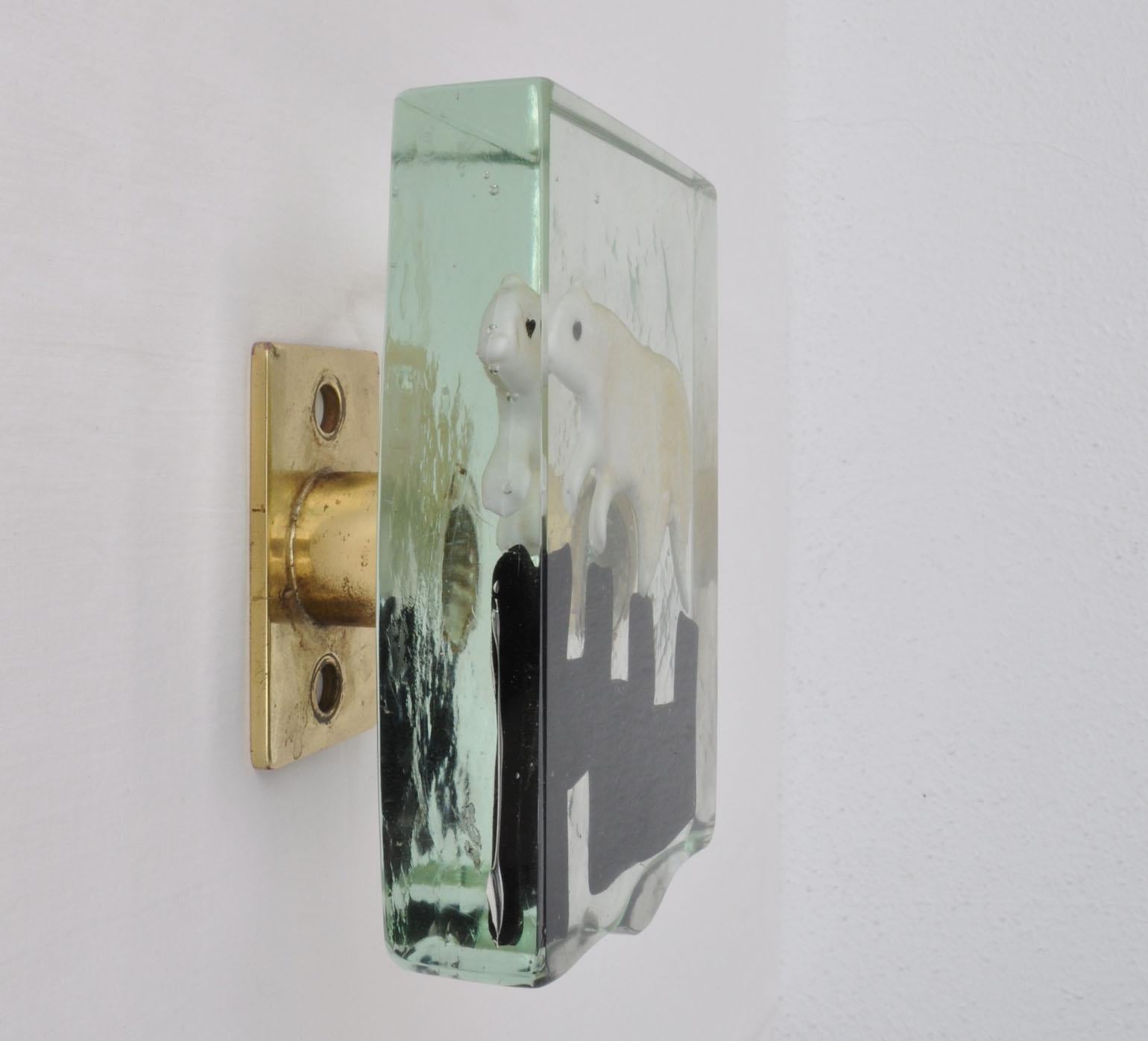 Pair of Venetian Blown Glass Polar Bear Door Handles by Alfredo Barbini, 1940s 5