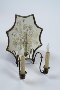 Pair of Venetian Bronze Mirror Sconces