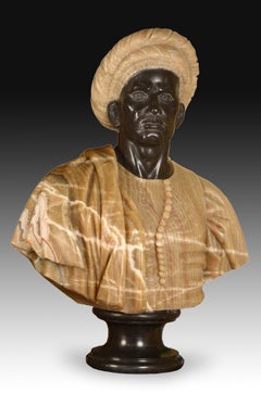 Pair of "Venetian Busts". Marble, 20th Century