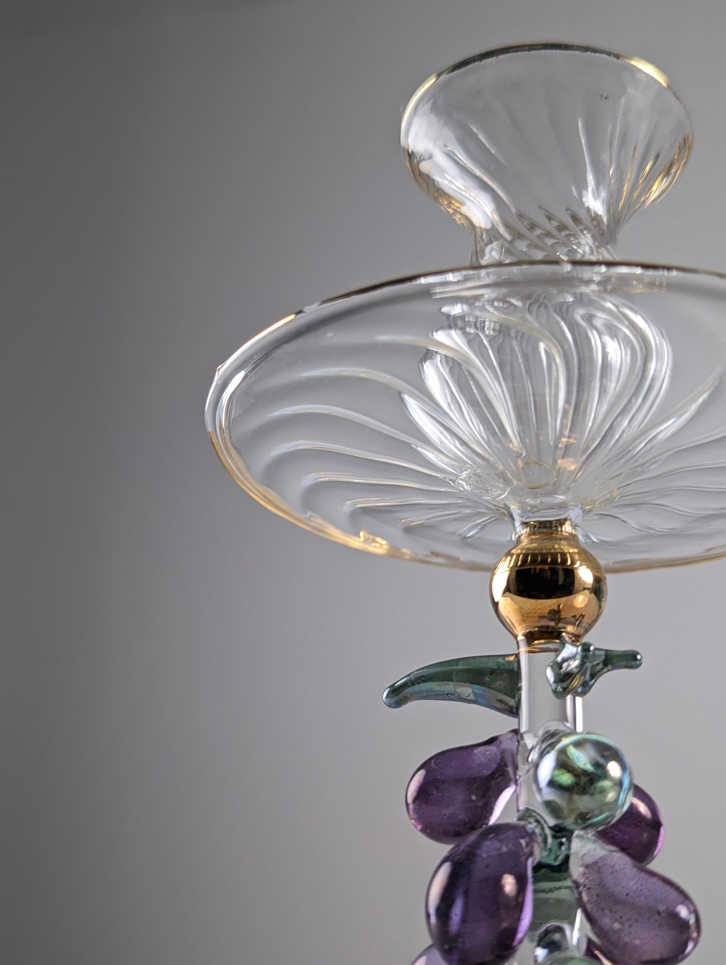 Mid-Century moderno Coppia di candelieri in vetro veneziano e oro, anni '50 in vendita