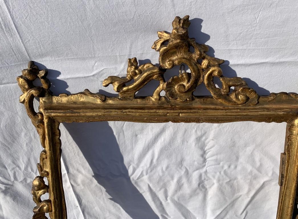 Rococo Pair of Venetian Carved Gilded Wood Frames, Venice, 18th Century, Mirror Italy For Sale