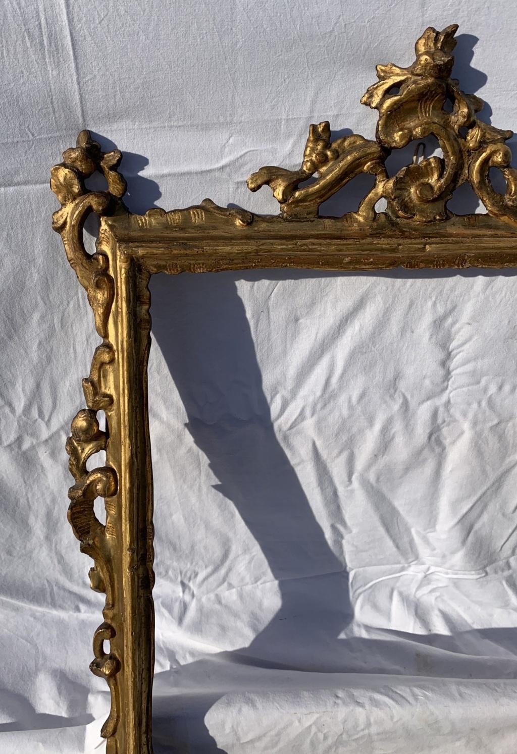 Italian Pair of Venetian Carved Gilded Wood Frames, Venice, 18th Century, Mirror Italy For Sale