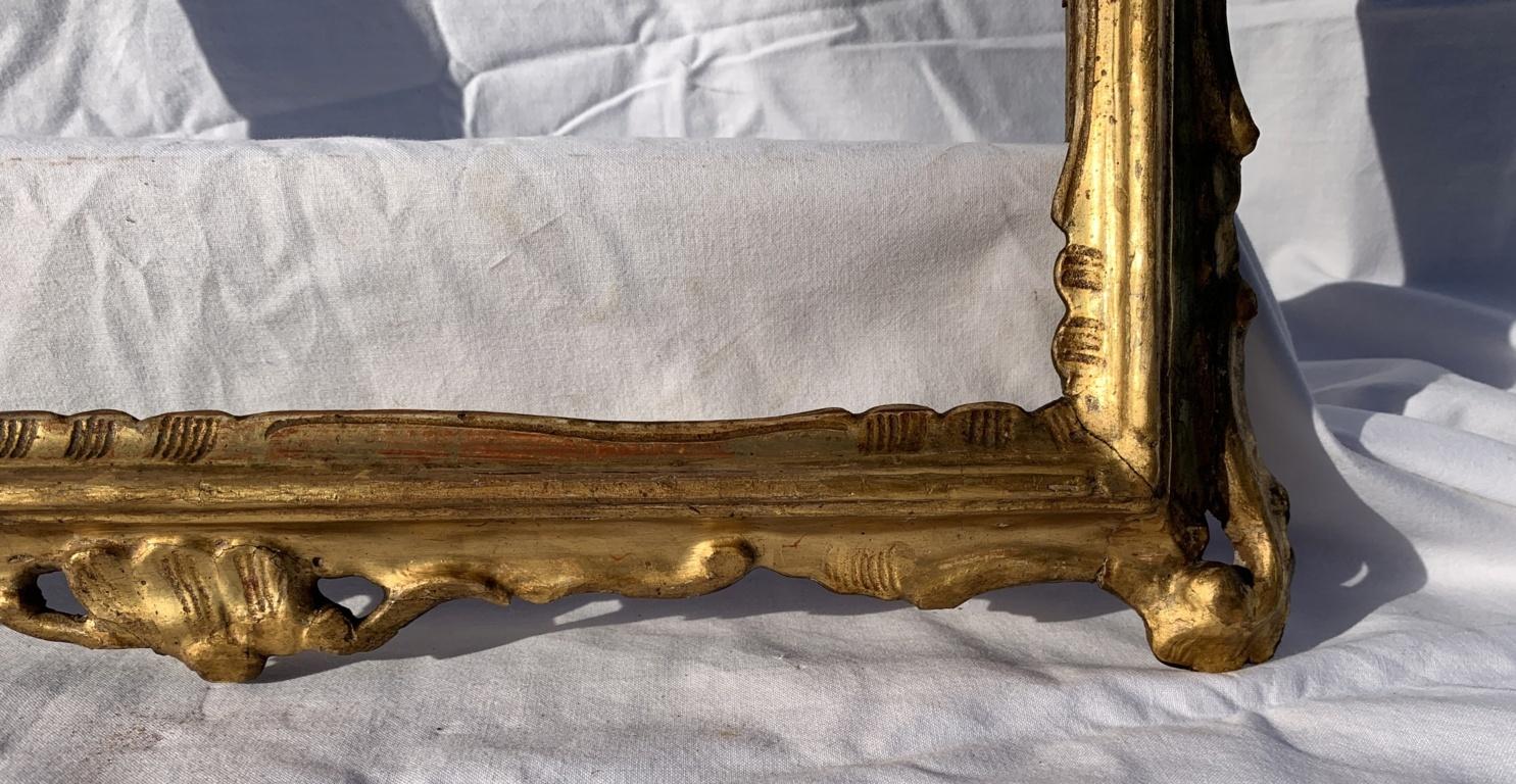 Pair of Venetian Carved Gilded Wood Frames, Venice, 18th Century, Mirror Italy In Fair Condition For Sale In Varmo, IT