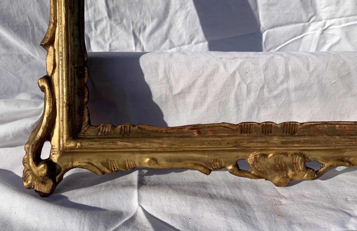 Pair of Venetian Carved Gilded Wood Frames, Venice, 18th Century, Mirror Italy For Sale 1