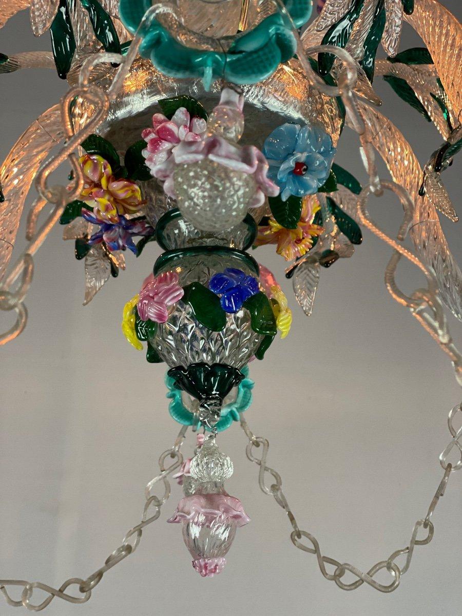  Venetian Chandeliers in Multicolored Murano Glass 6 Arms of Light 4