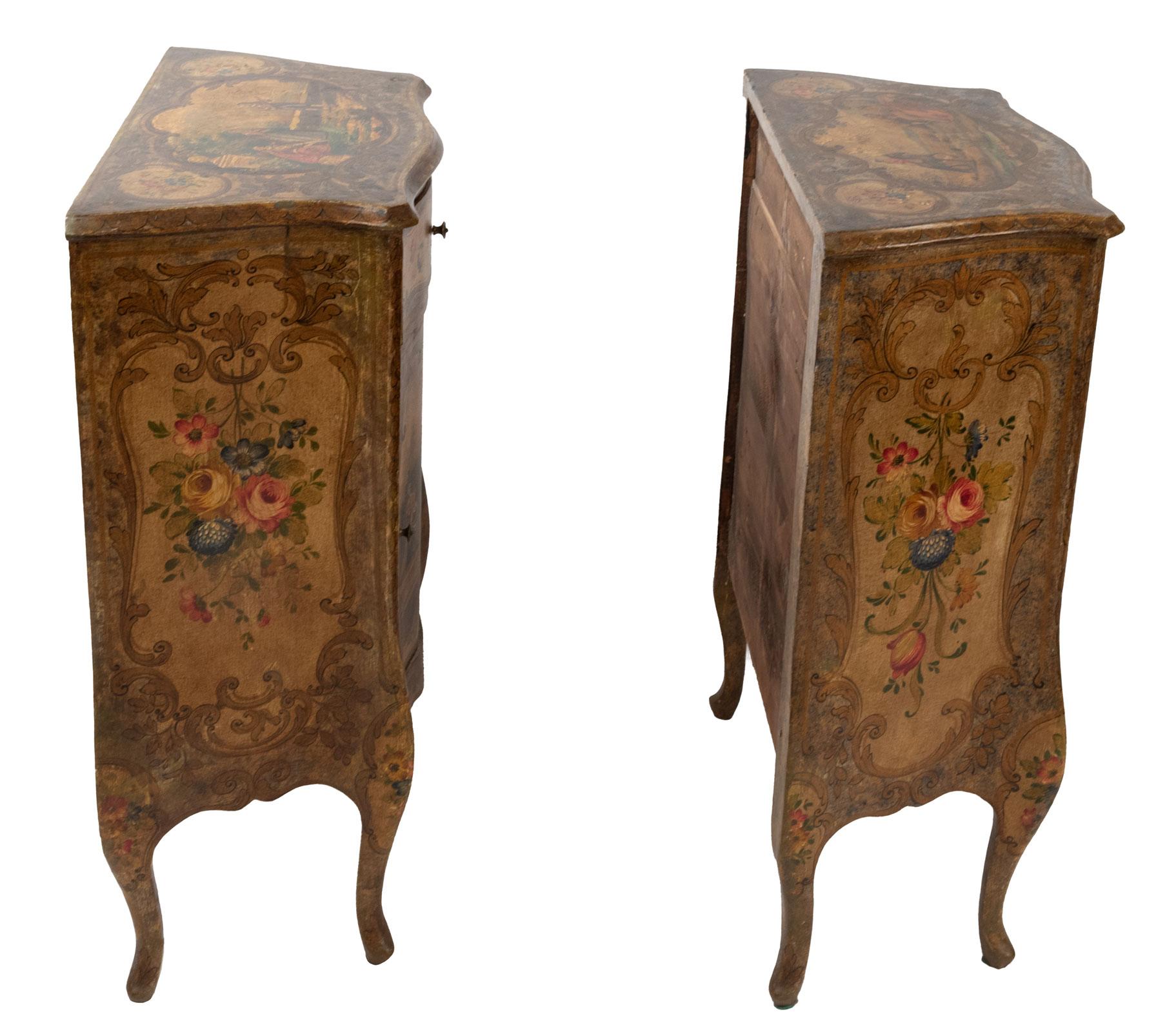 Painted Pair of Venetian Commodes