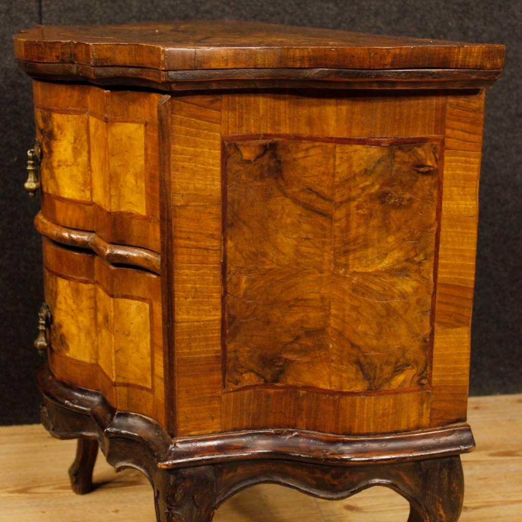 Pair of Venetian Commodes in Walnut, Burl and Rosewood Two Drawers, 20th Century 6
