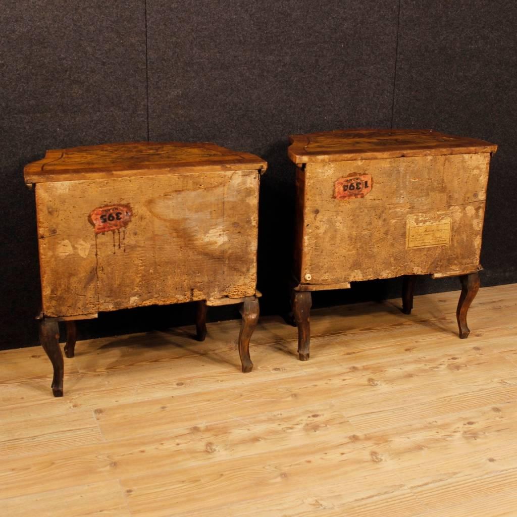 Pair of Venetian Commodes in Walnut, Burl and Rosewood Two Drawers, 20th Century 5