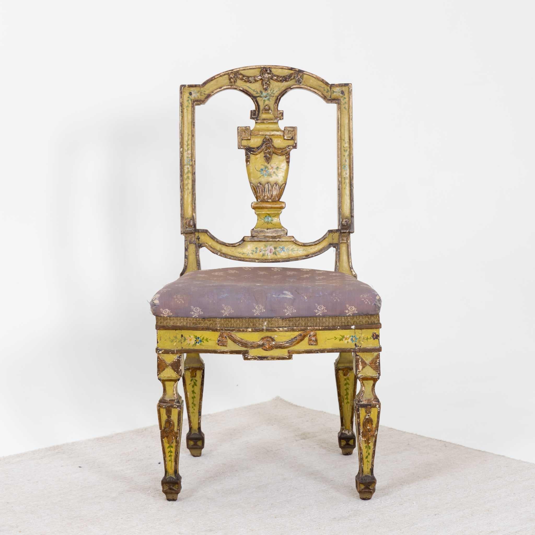 Italian Pair of Venetian Dining Room Chairs, Italy, Late 18th Century For Sale