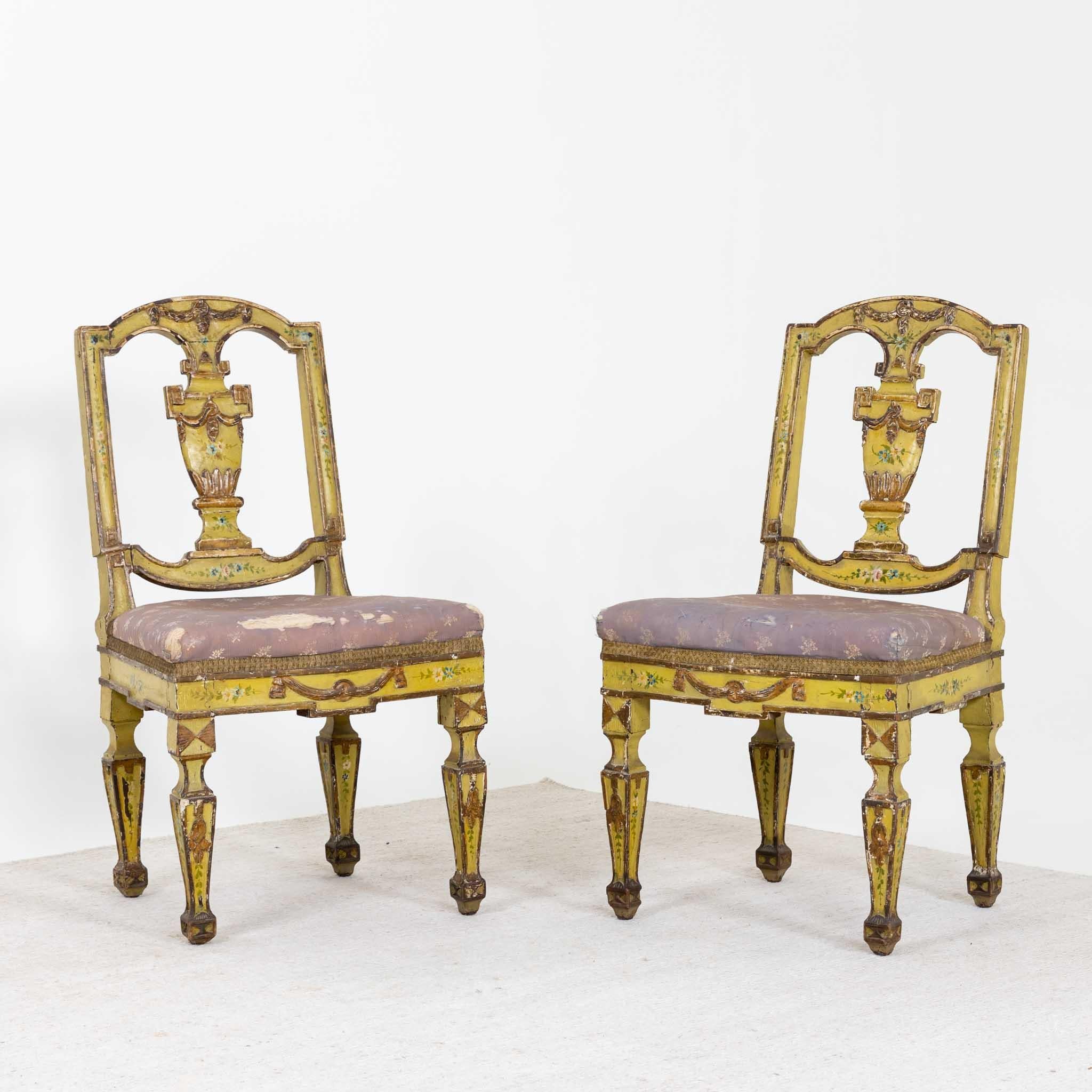 Paar venezianische Esszimmerstühle, Italien, spätes 18. Jahrhundert im Zustand „Gut“ im Angebot in Greding, DE