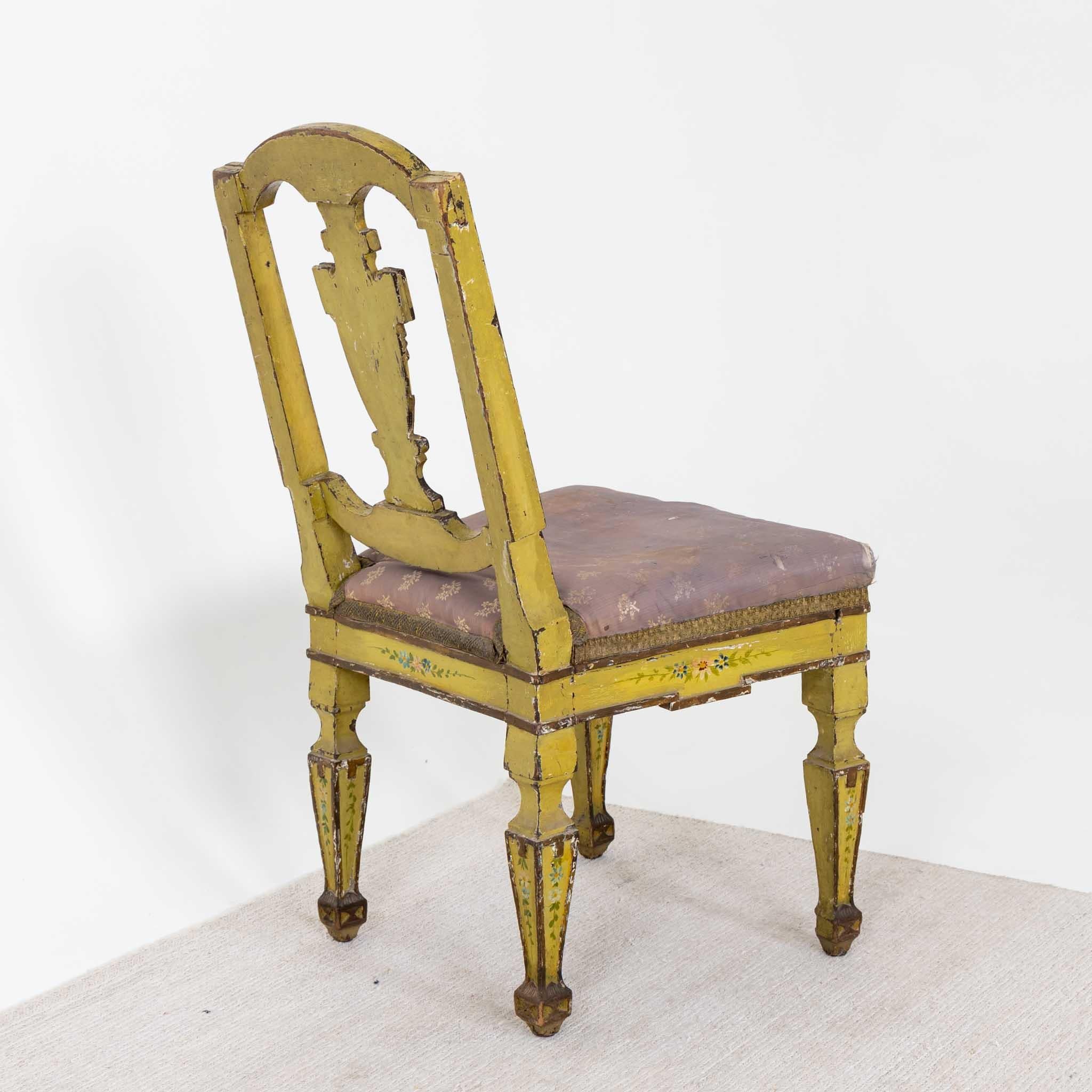 Wood Pair of Venetian Dining Room Chairs, Italy, Late 18th Century For Sale