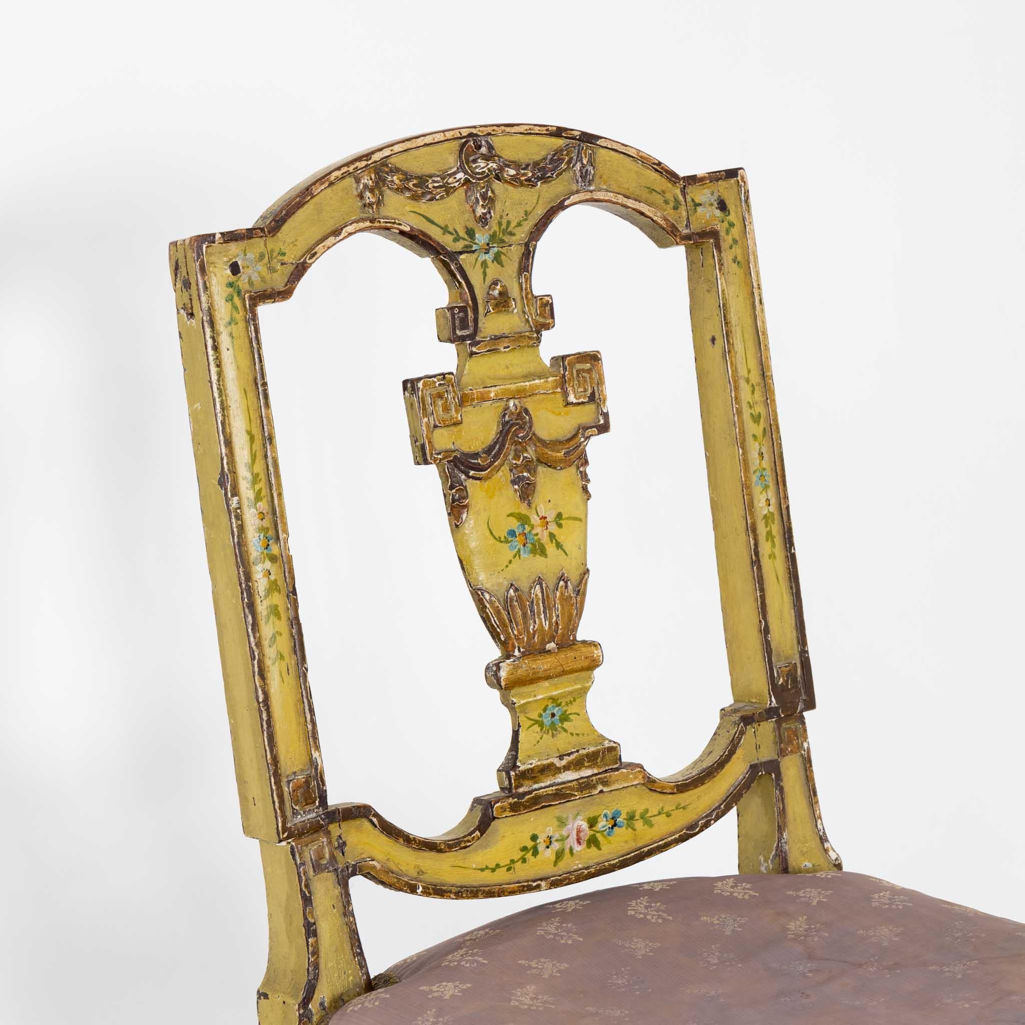 Pair of Venetian Dining Room Chairs, Italy, Late 18th Century For Sale 1