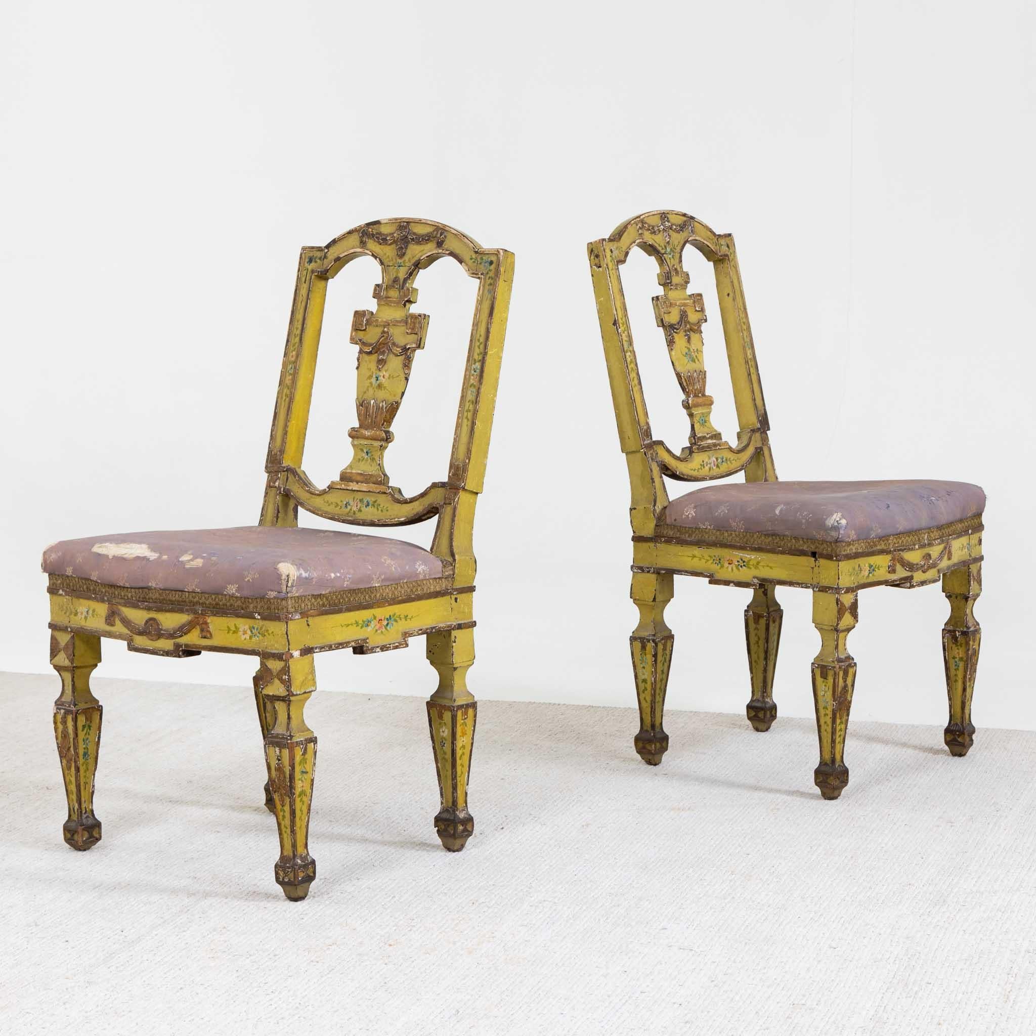 Pair of Venetian Dining Room Chairs, Italy, Late 18th Century For Sale