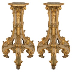pair of Venetian early 18th century Baroque Period Giltwood pedestals