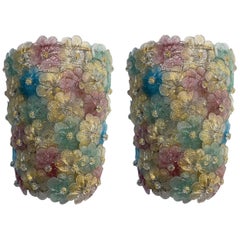 Pair of Venetian Flowers Glass Sconces