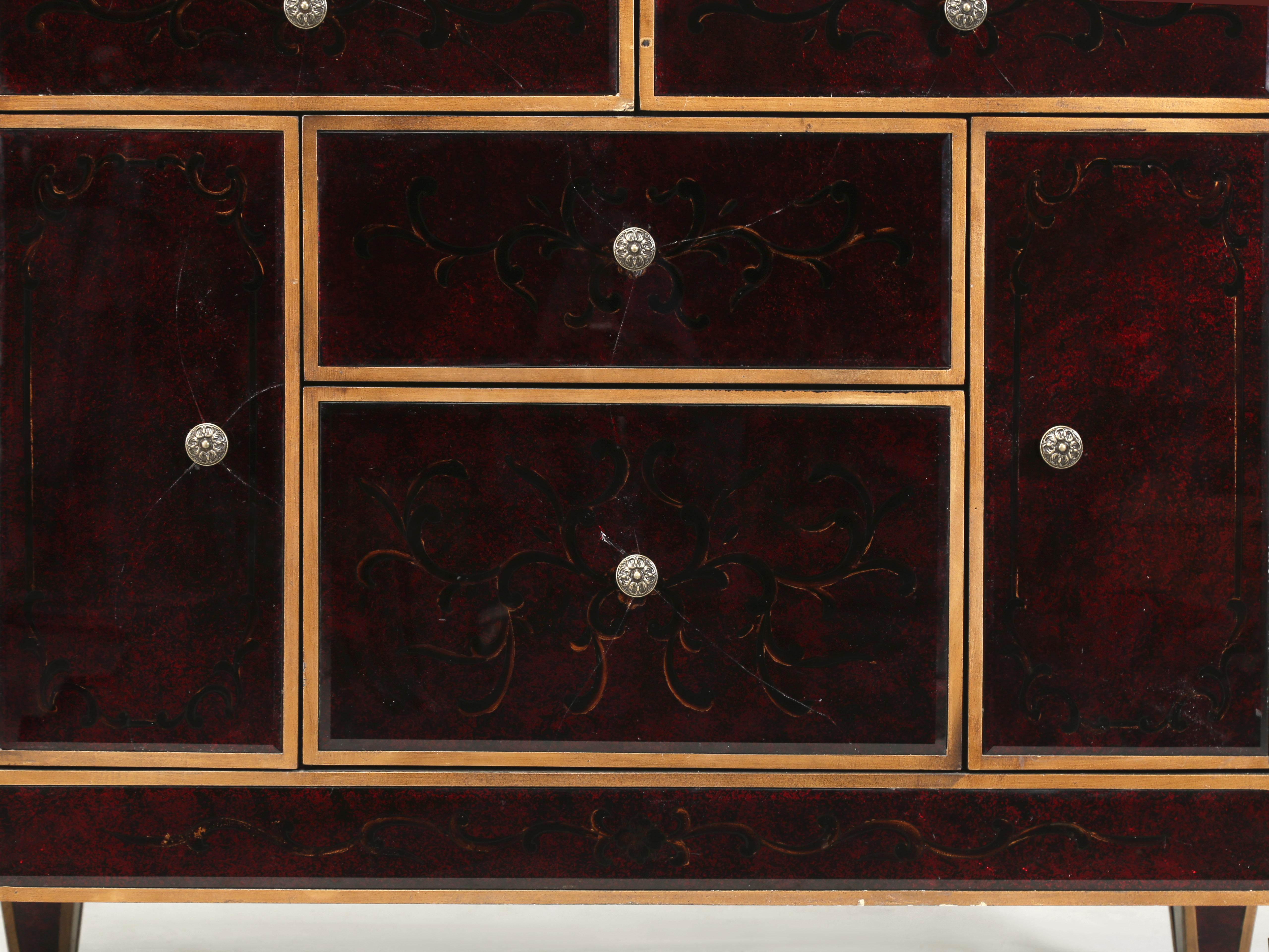 Pair of Venetian Glass and Gilt Matching Commodes or Dressers from Europe For Sale 7
