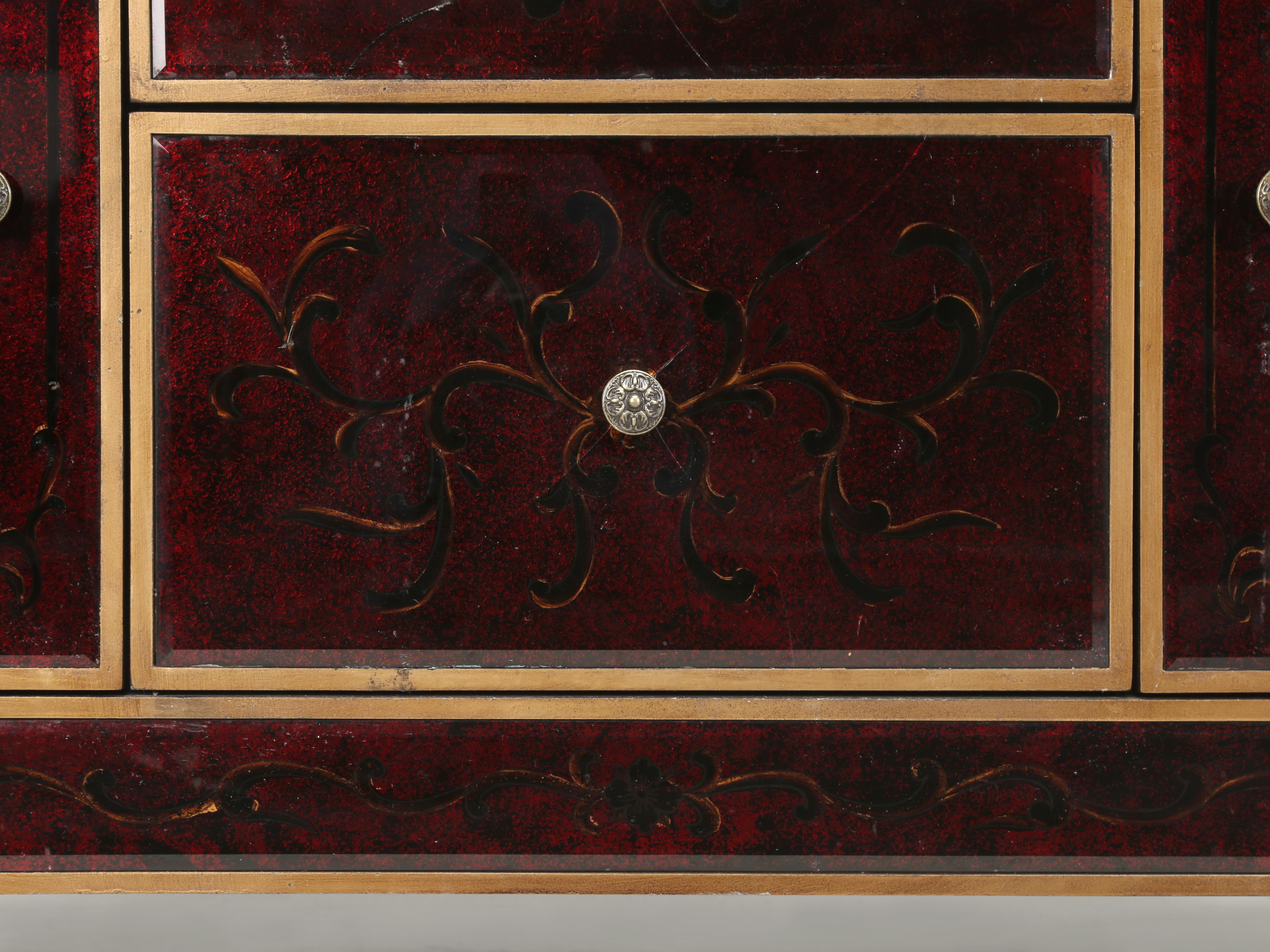 Pair of Venetian Glass and Gilt Matching Commodes or Dressers from Europe For Sale 10