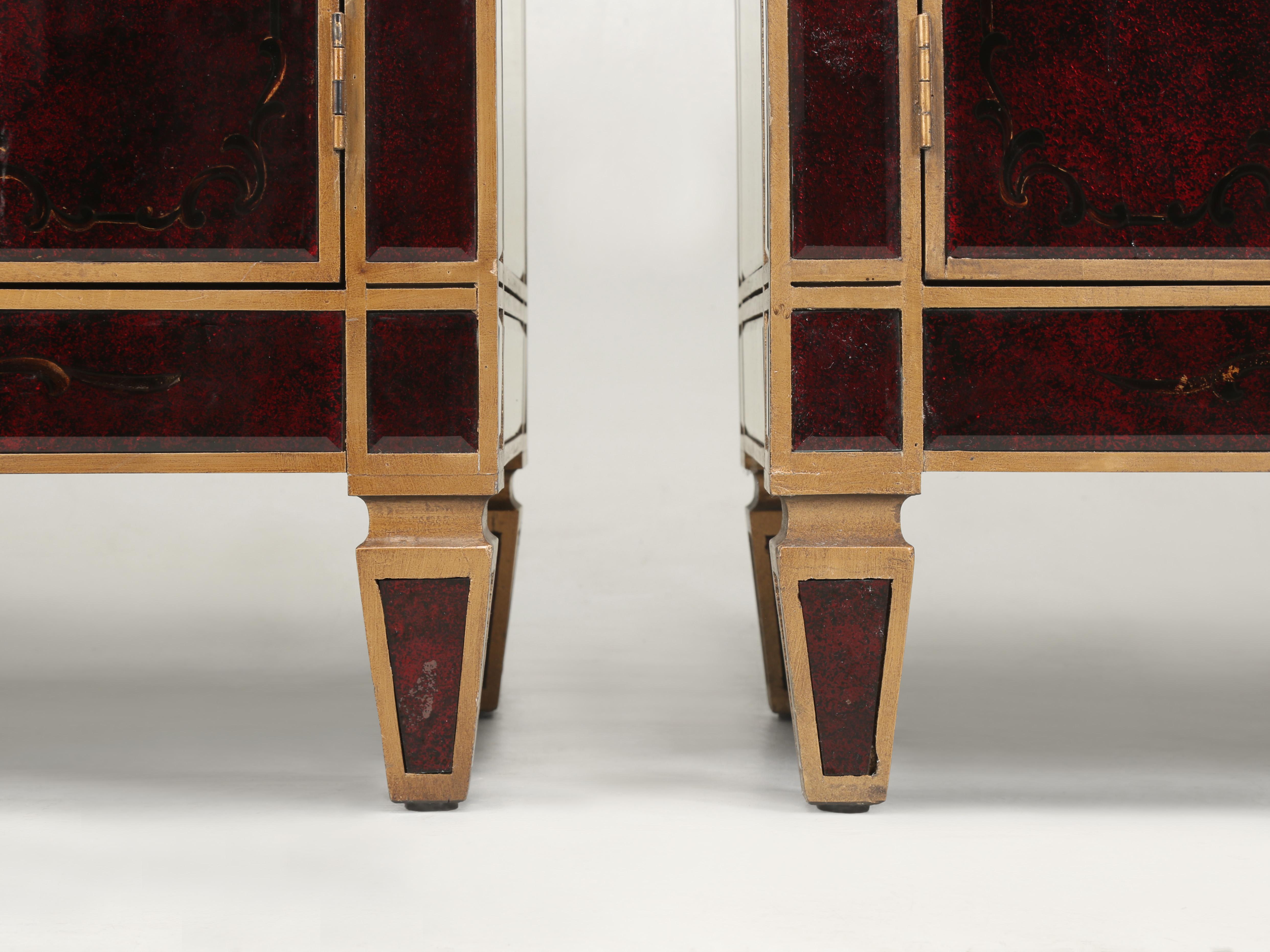 Pair of Venetian Glass and Gilt Matching Commodes or Dressers from Europe For Sale 12