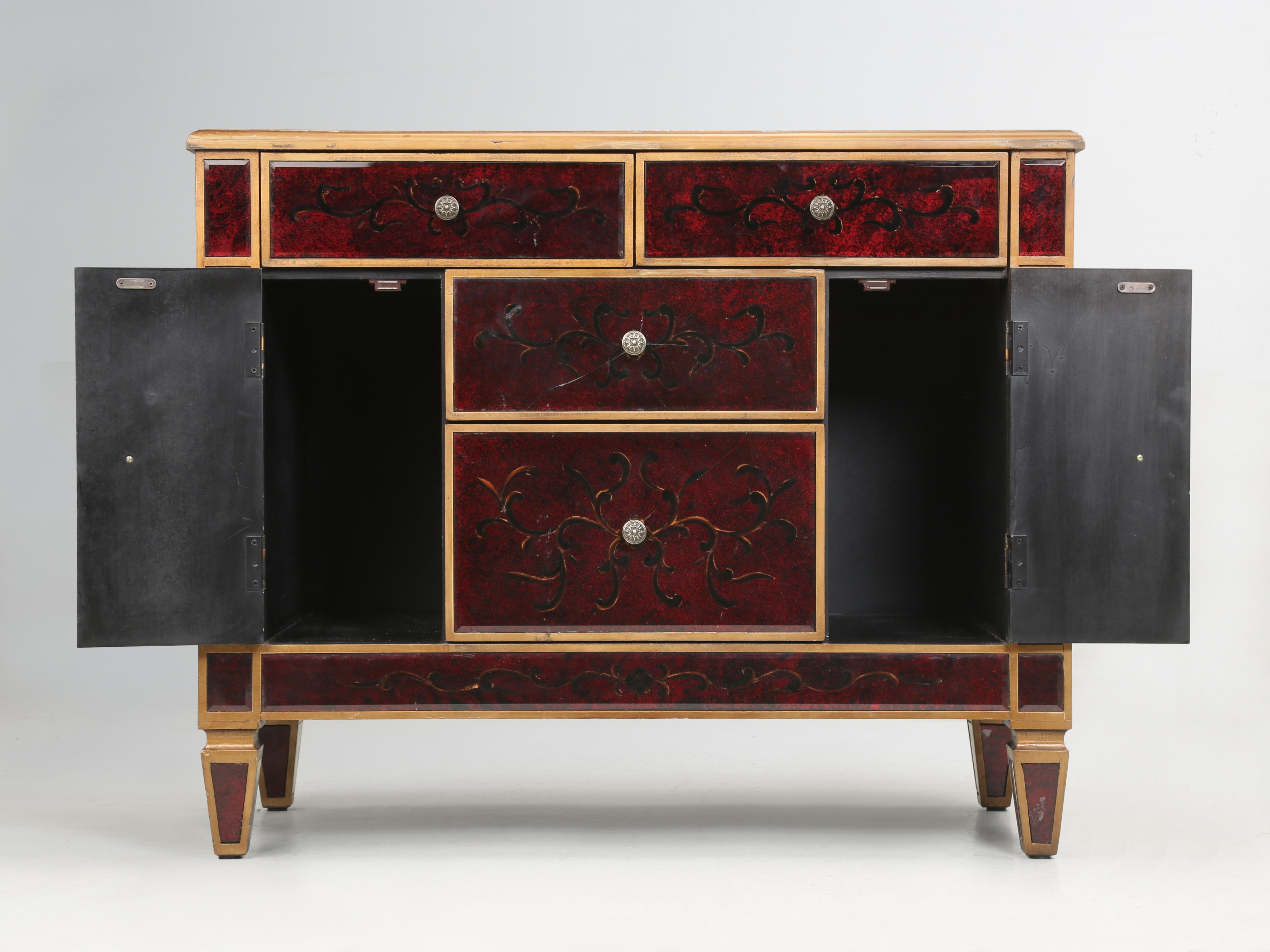Pair of Venetian Glass and Gilt Matching Commodes or Dressers from Europe For Sale 13