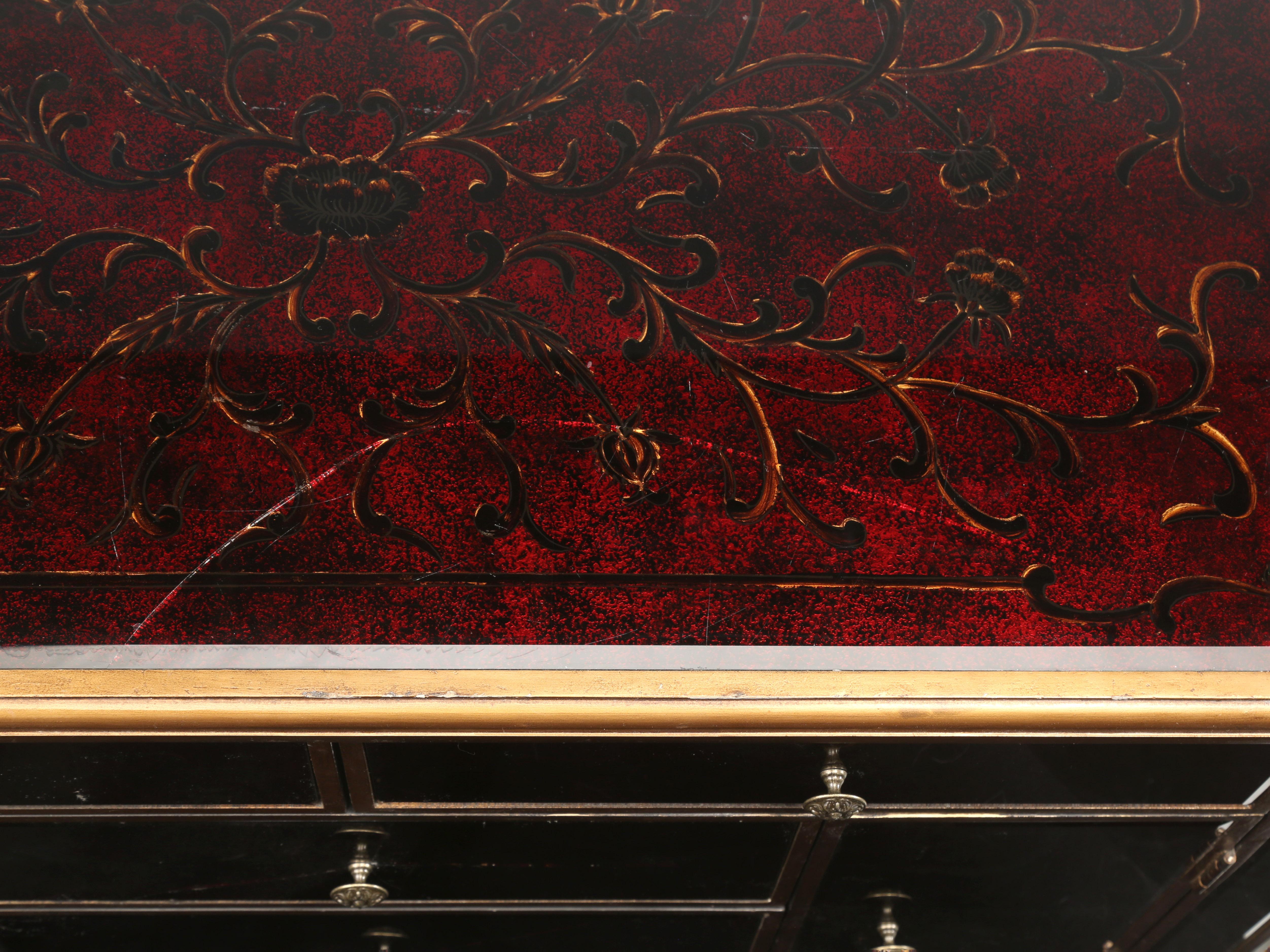 Gold Pair of Venetian Glass and Gilt Matching Commodes or Dressers from Europe For Sale