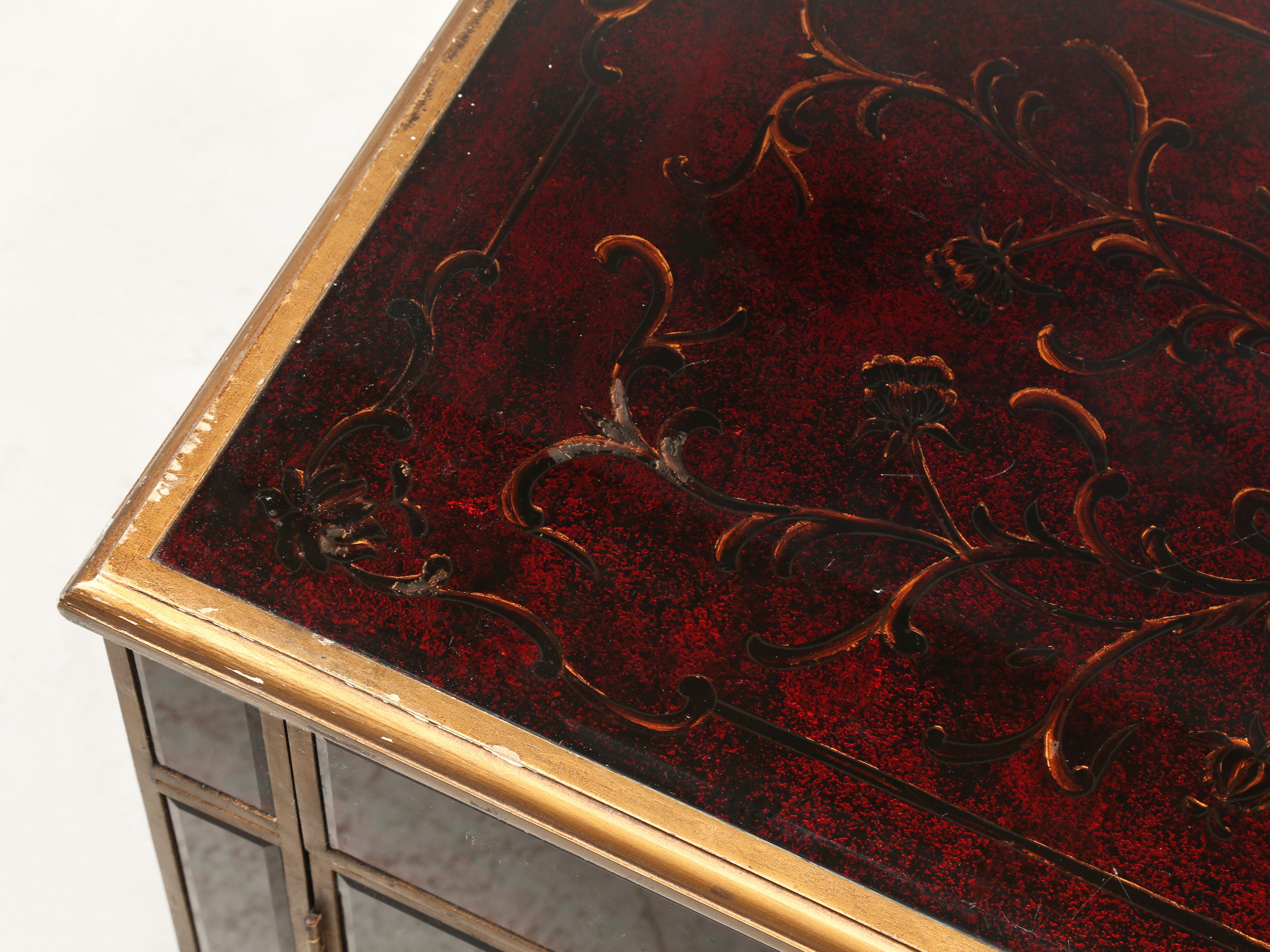 Pair of Venetian Glass and Gilt Matching Commodes or Dressers from Europe For Sale 3