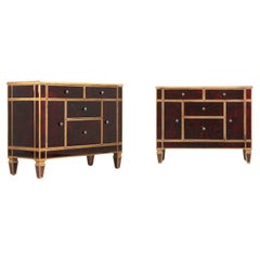 Pair of Venetian Glass and Gilt Matching Commodes or Dressers from Europe