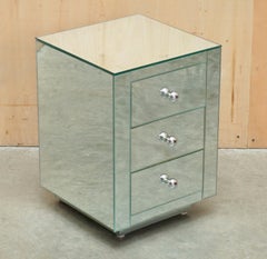 PAIR OF VENETIAN GLASS BEVELLED END NIGHTSTAND SiDE TABLES DRAWERS PART SUITE