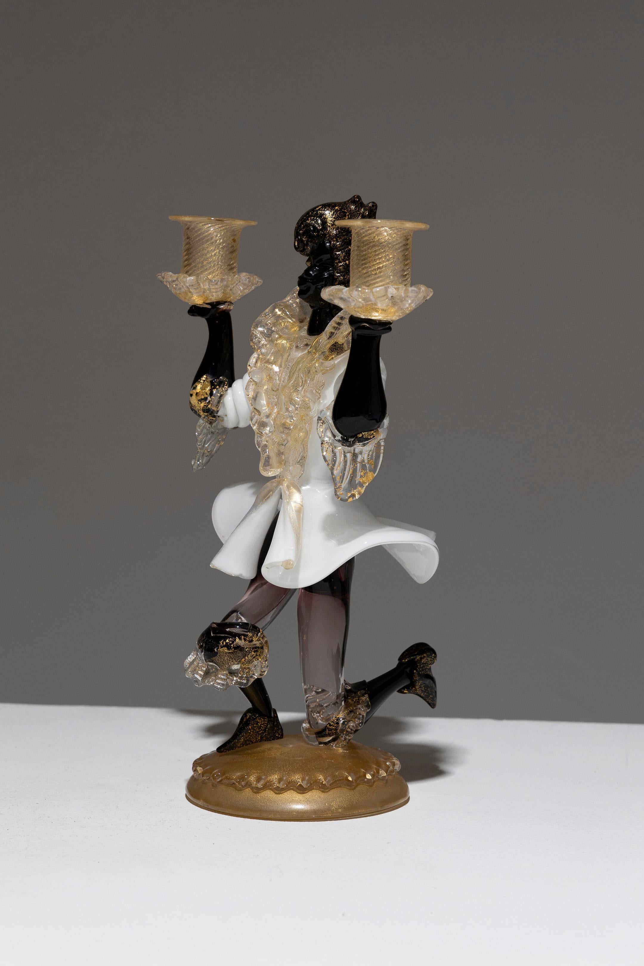 Paire de chandeliers vénitiens en verre de Murano, Salviati & Co, années 1950 Bon état - En vente à PARIS, FR