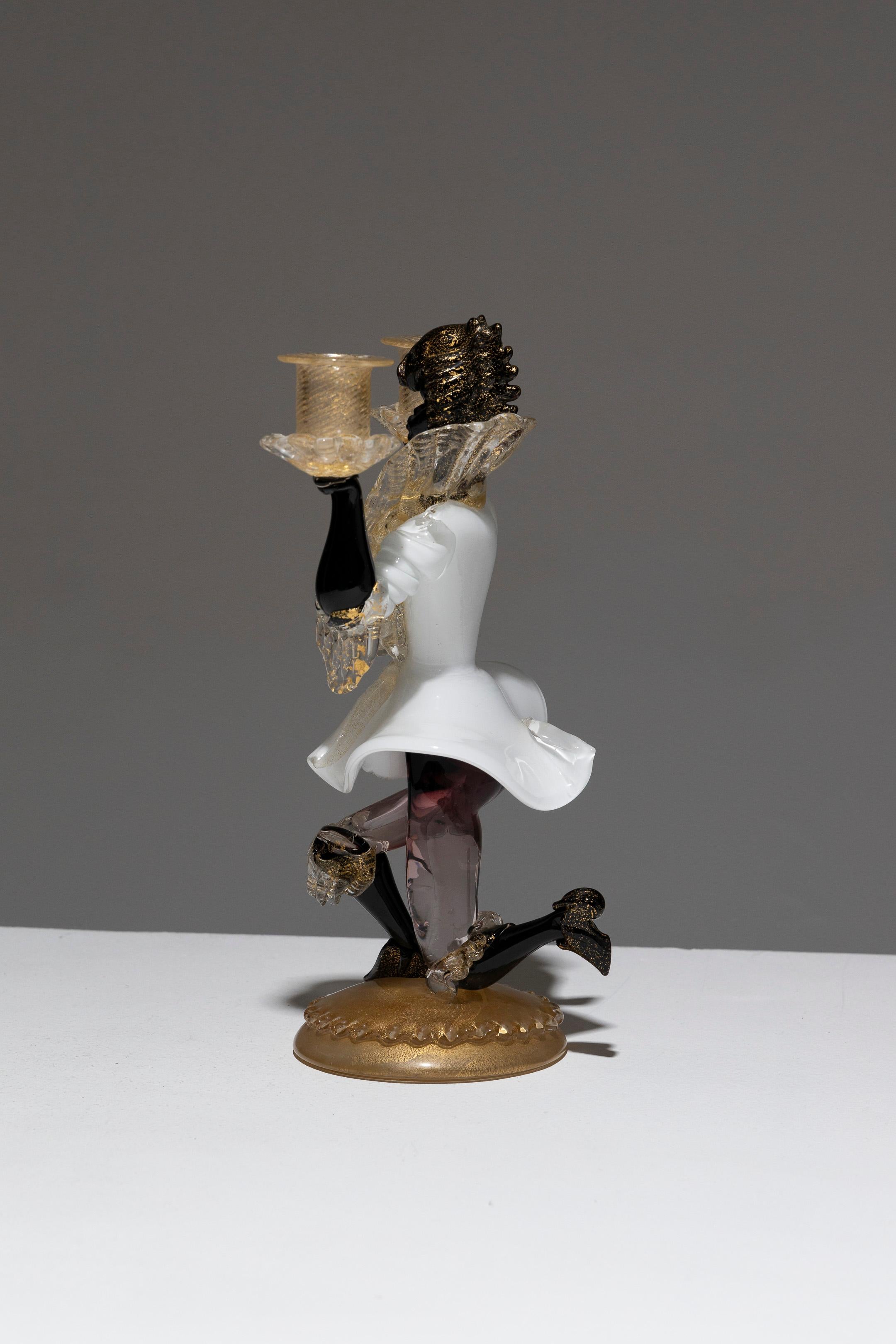 20ième siècle Paire de chandeliers vénitiens en verre de Murano, Salviati & Co, années 1950 en vente