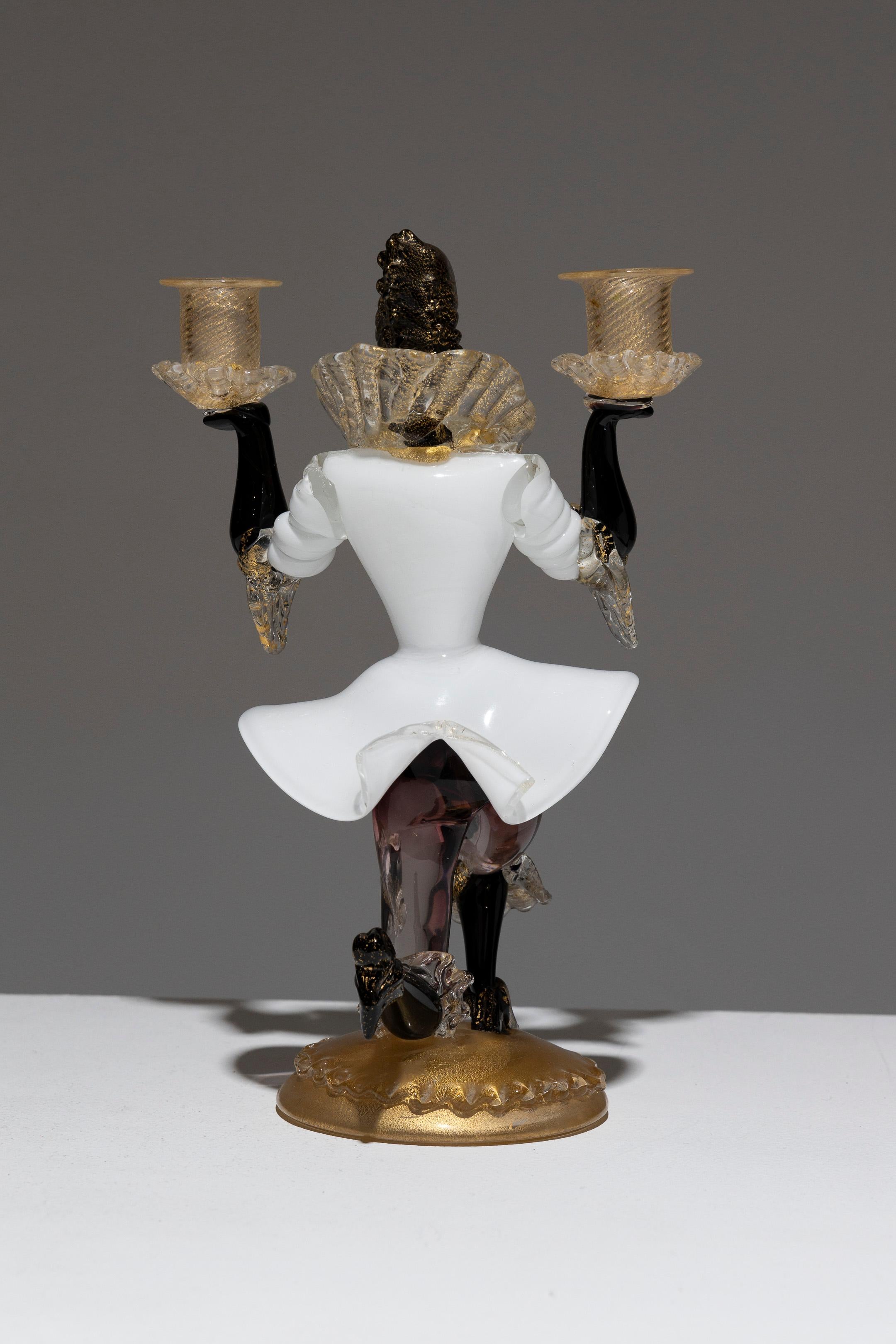 Or Paire de chandeliers vénitiens en verre de Murano, Salviati & Co, années 1950 en vente