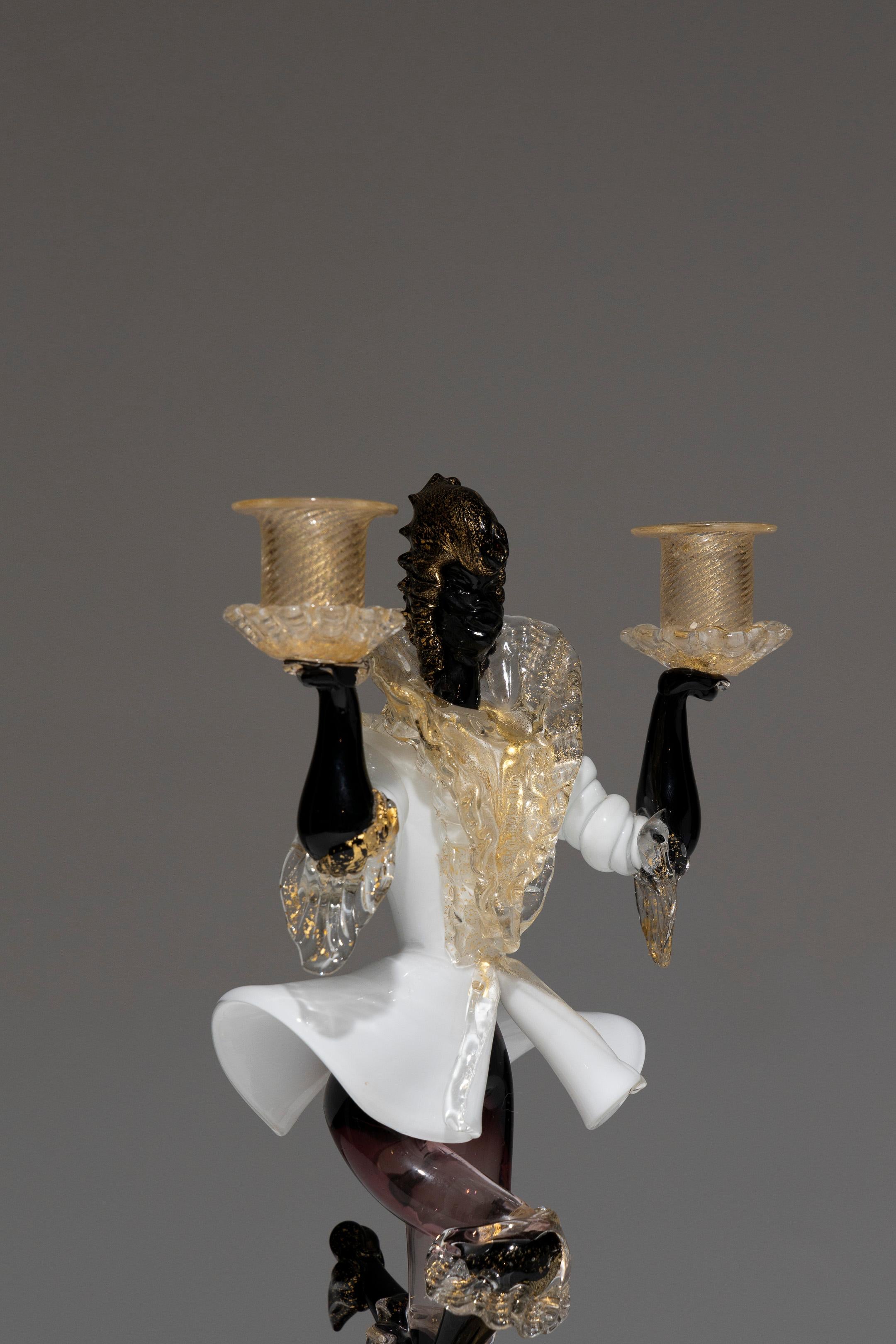 Paire de chandeliers vénitiens en verre de Murano, Salviati & Co, années 1950 en vente 2