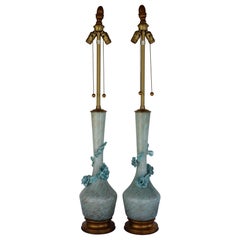 Pareja de lámparas de cristal veneciano de The Marbro Lamp Company, Los Ángeles, CA.