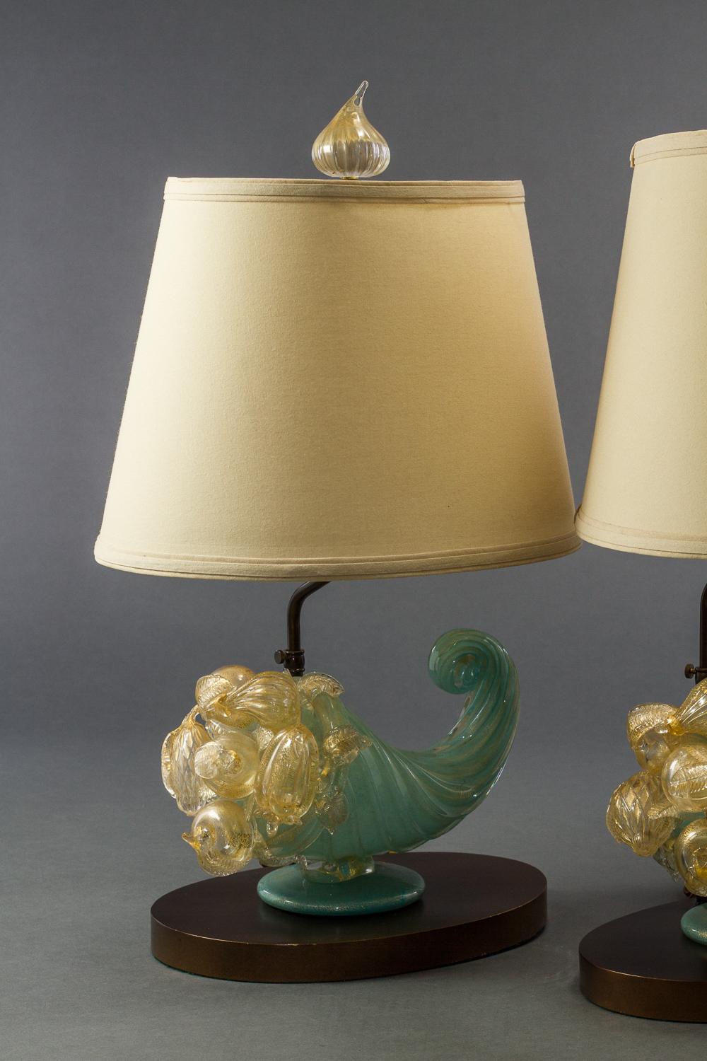 20th Century Pair of Venetian Glass Lamps For Sale