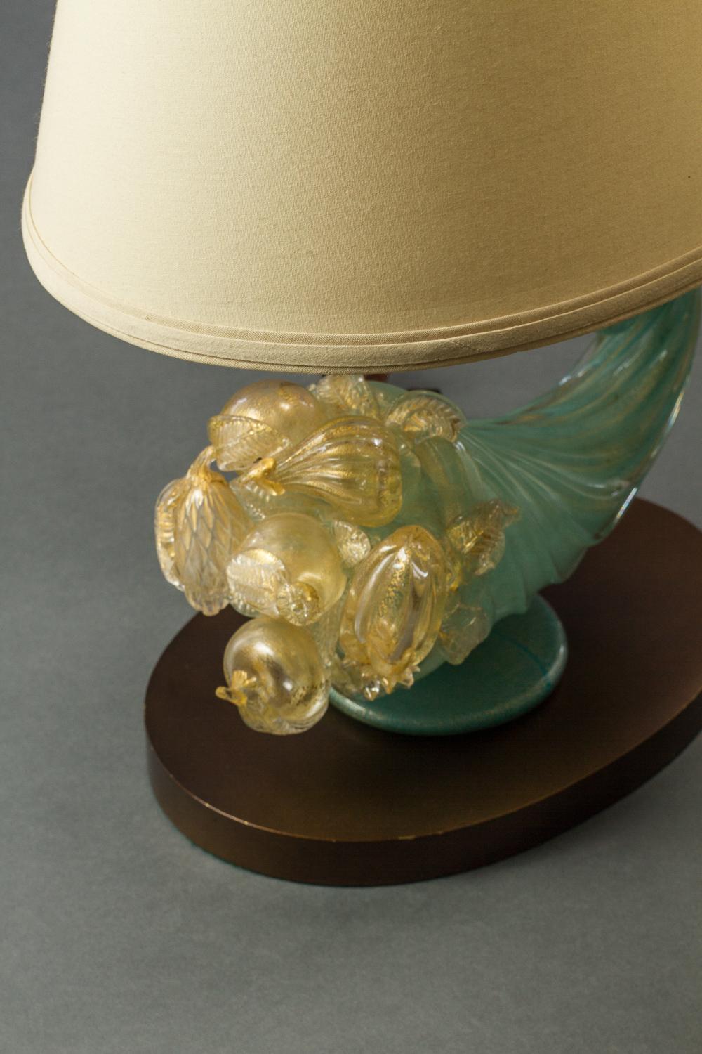 Bronze Pair of Venetian Glass Lamps For Sale