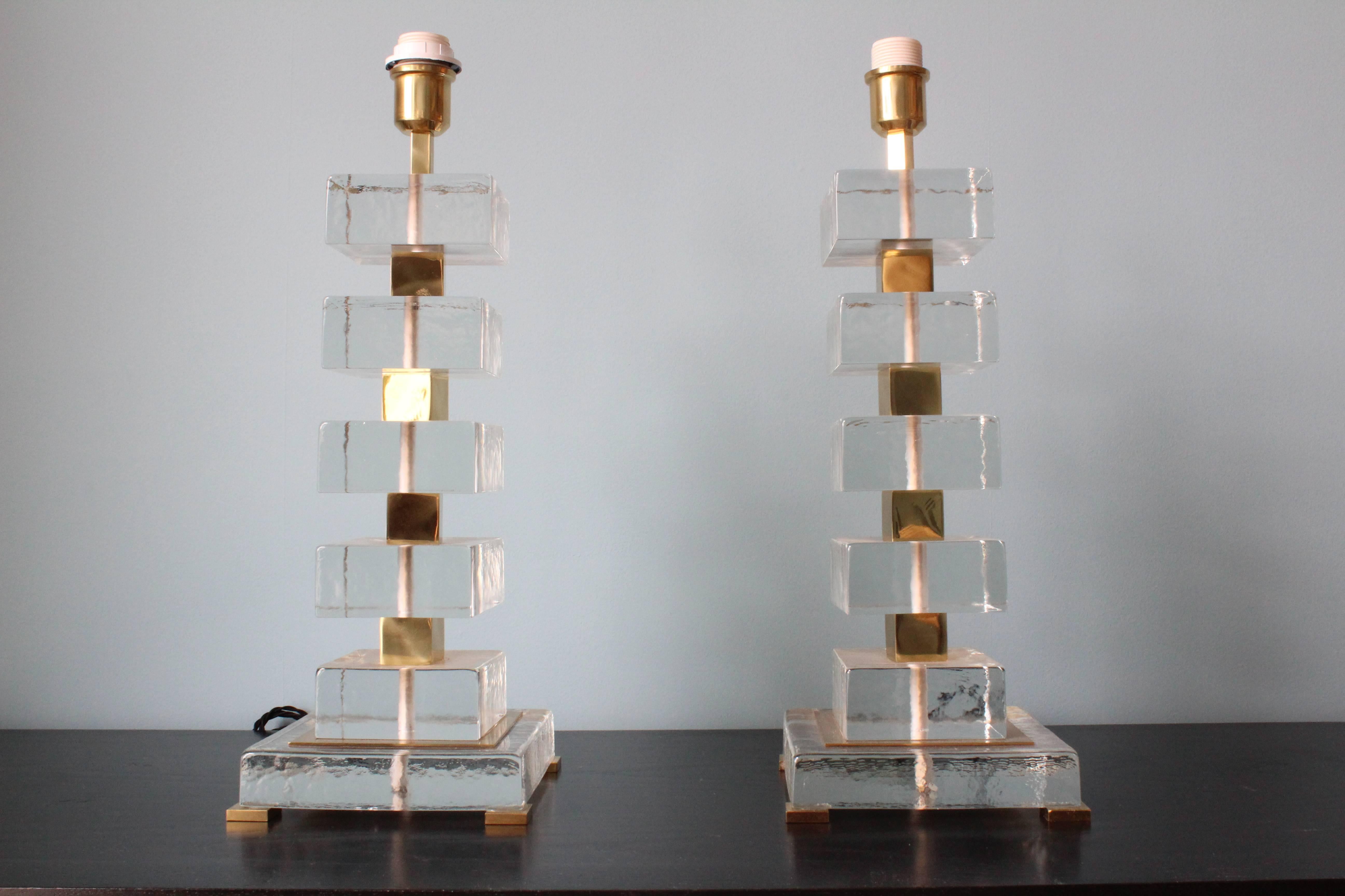 Pair of Venetian Glass Lamps, Italy, 1970s 3