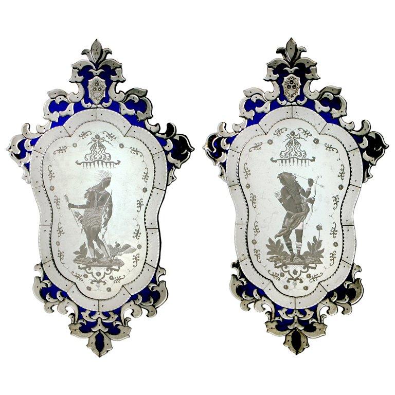 Pair of Glass Mirrors For Sale at 1stDibs