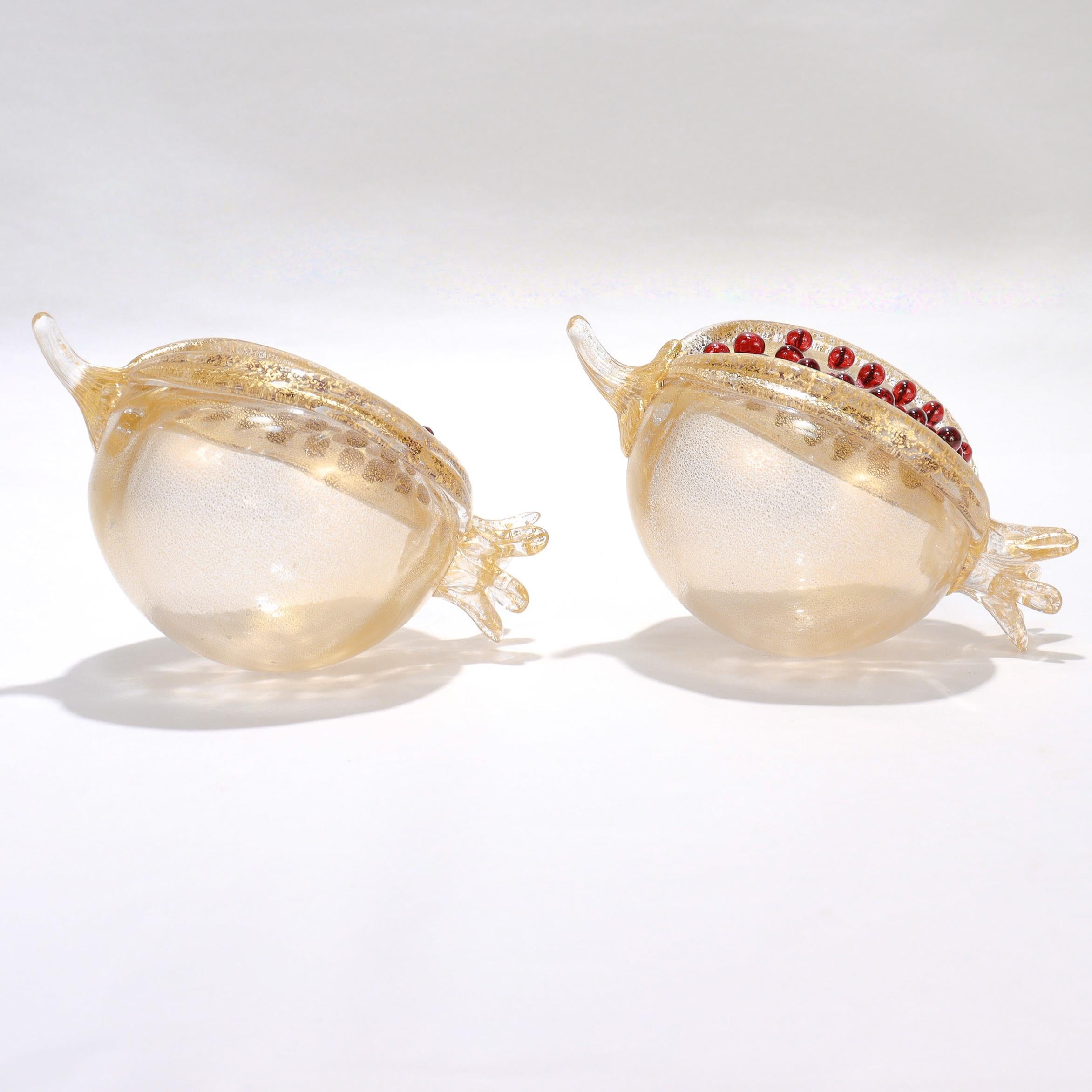 Pair of Venetian Glass Pomegranate Sculptures by Romeo Gigli for Pauly & Co. For Sale 3