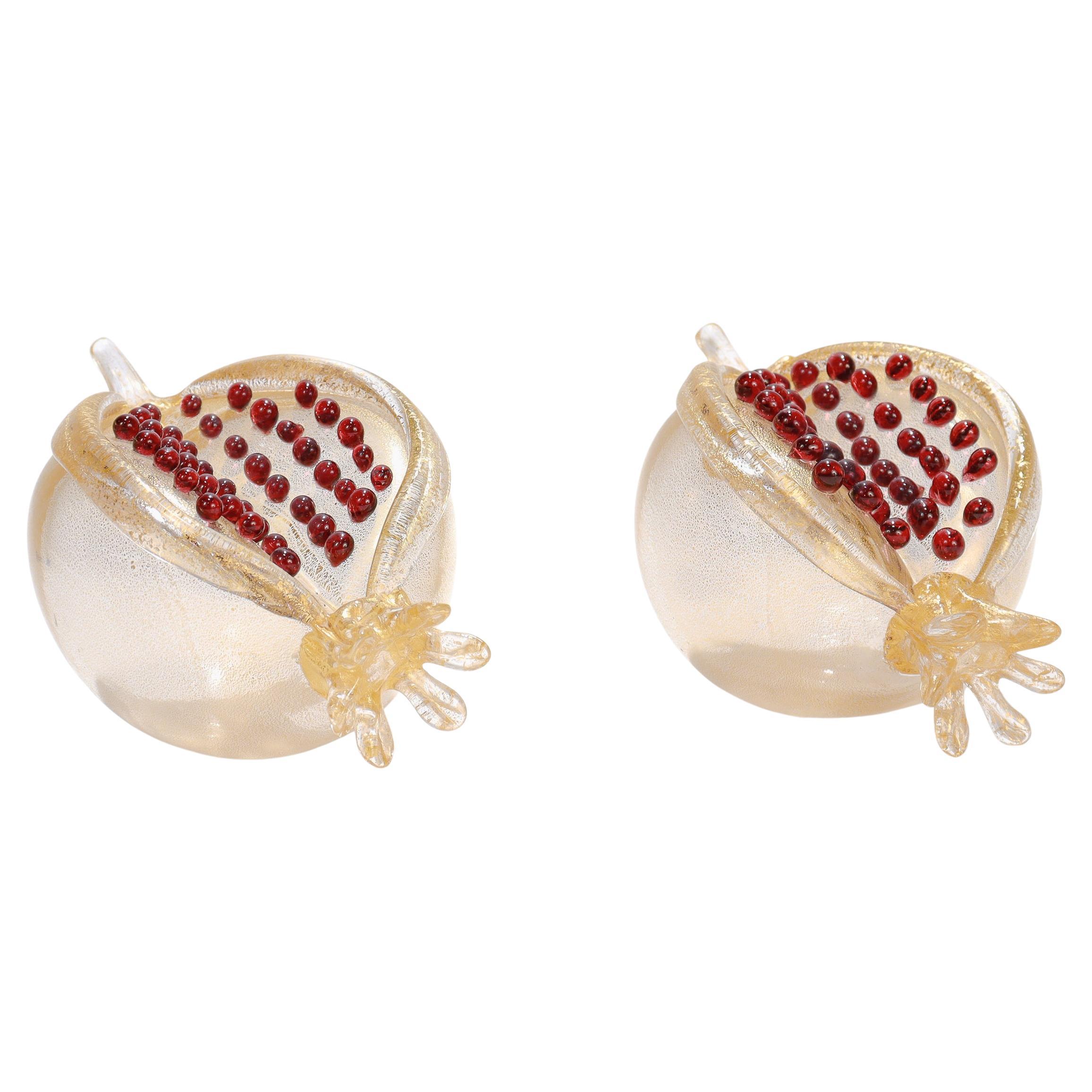 Modern Pair of Venetian Glass Pomegranate Sculptures by Romeo Gigli for Pauly & Co. For Sale
