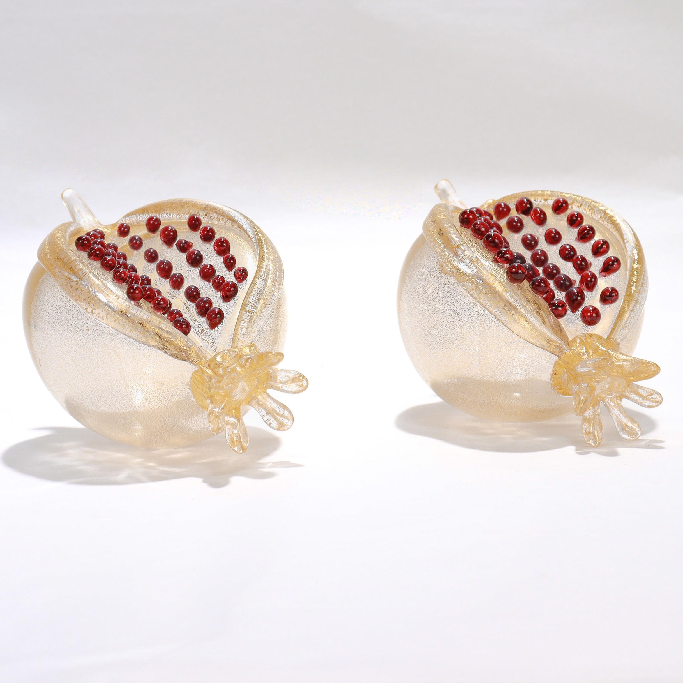 Italian Pair of Venetian Glass Pomegranate Sculptures by Romeo Gigli for Pauly & Co. For Sale