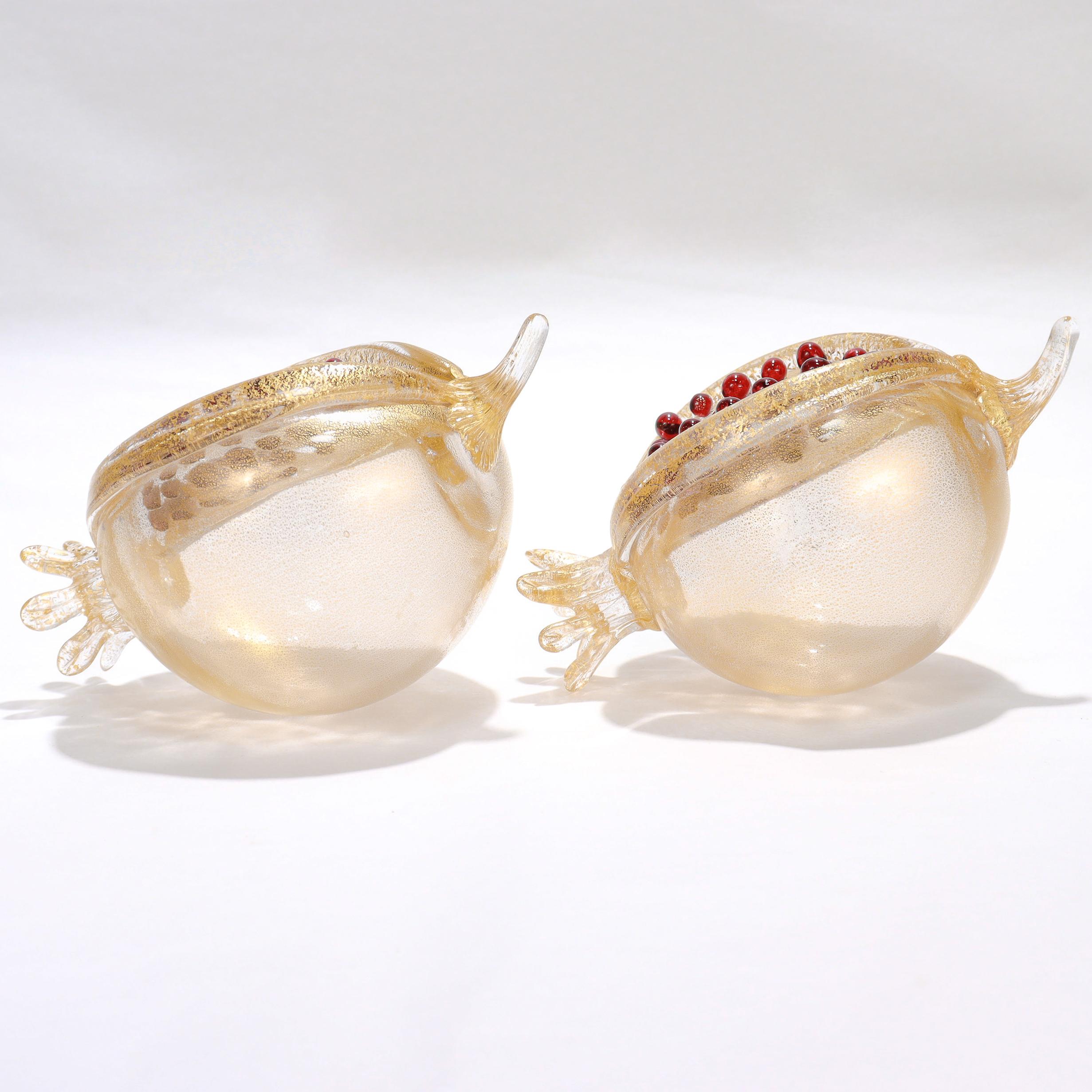 Pair of Venetian Glass Pomegranate Sculptures by Romeo Gigli for Pauly & Co. For Sale 1